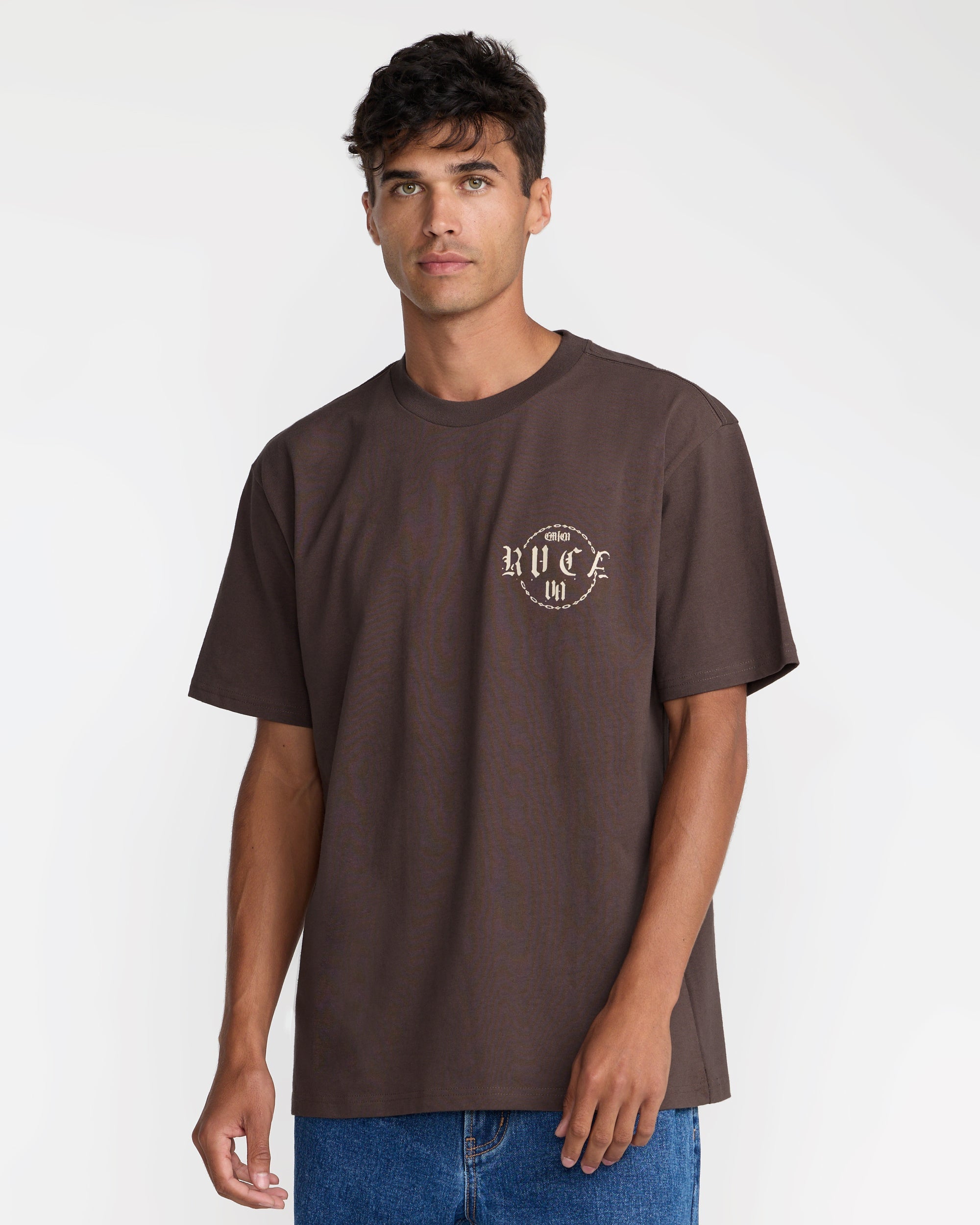 Dark Link Short Sleeve Tee - Mocha | RVCA for sale
