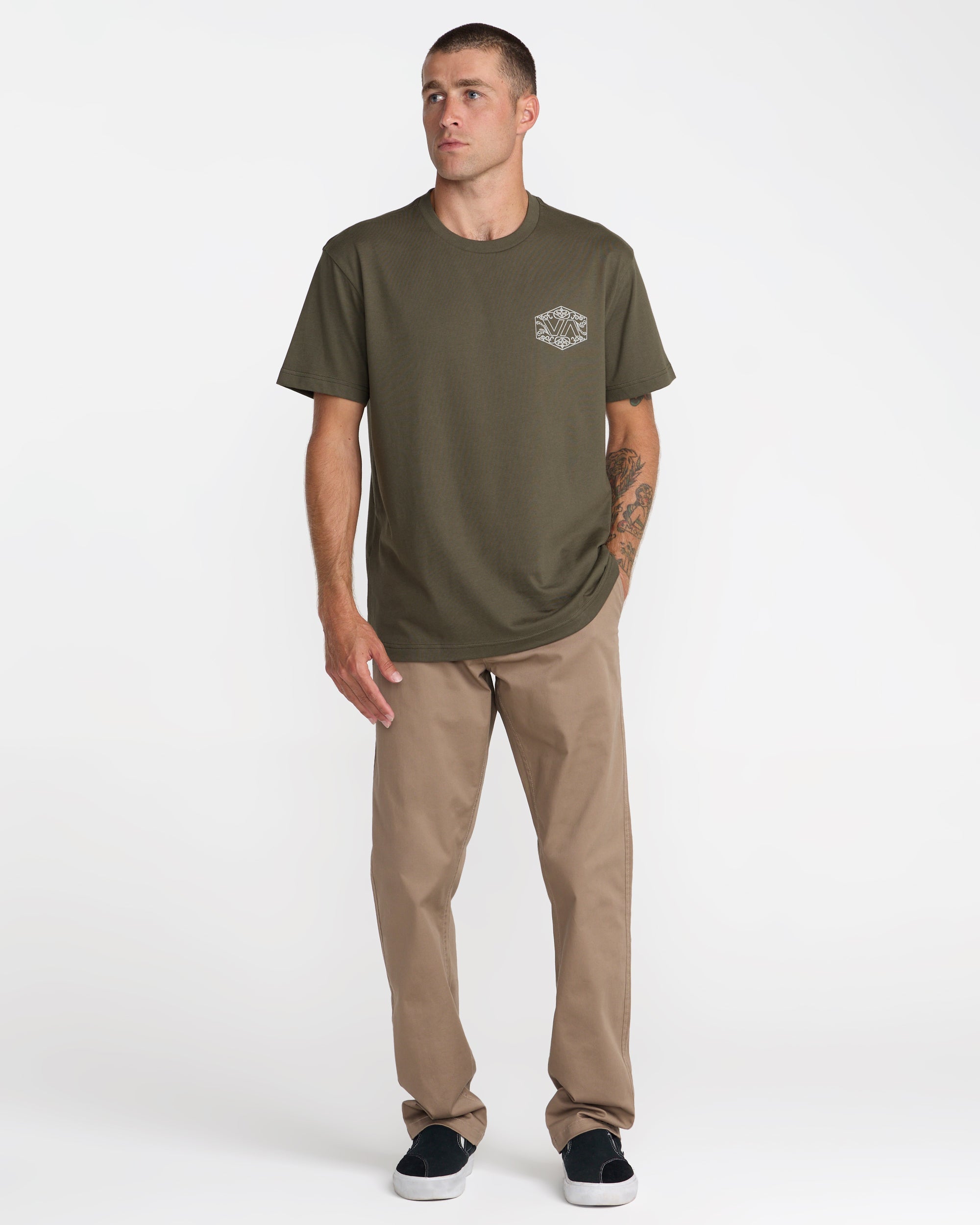 Hex Filigre Short Sleeve Tee - Fatigue | RVCA sale