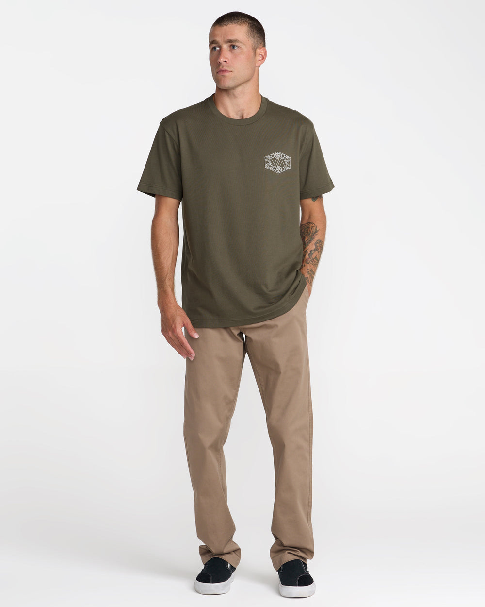 Hex Filigre Short Sleeve Tee - Fatigue | RVCA sale