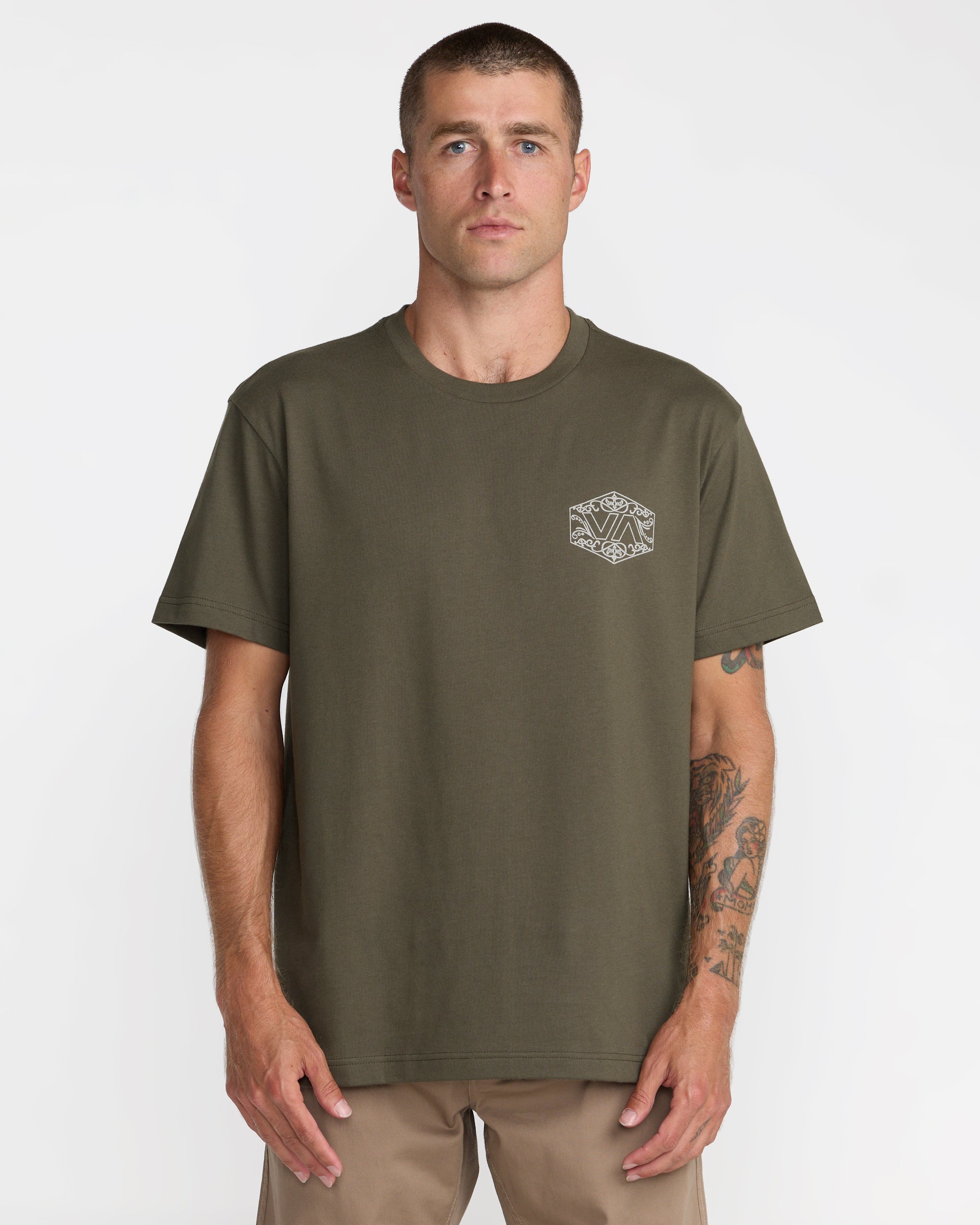Hex Filigre Short Sleeve Tee - Fatigue | RVCA sale