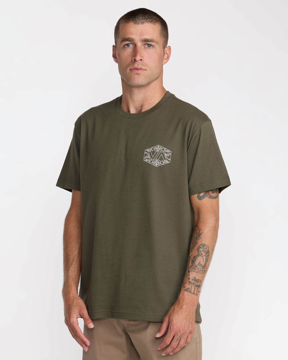 Hex Filigre Short Sleeve Tee - Fatigue | RVCA sale