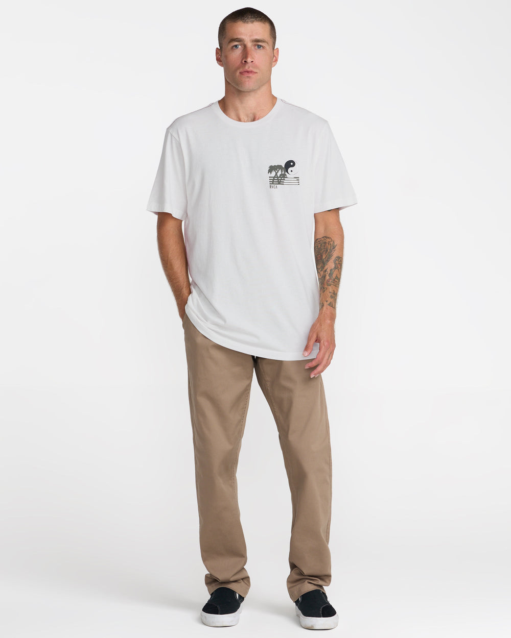 Balance Horizon Short Sleeve Tee - Antique White | RVCA discount