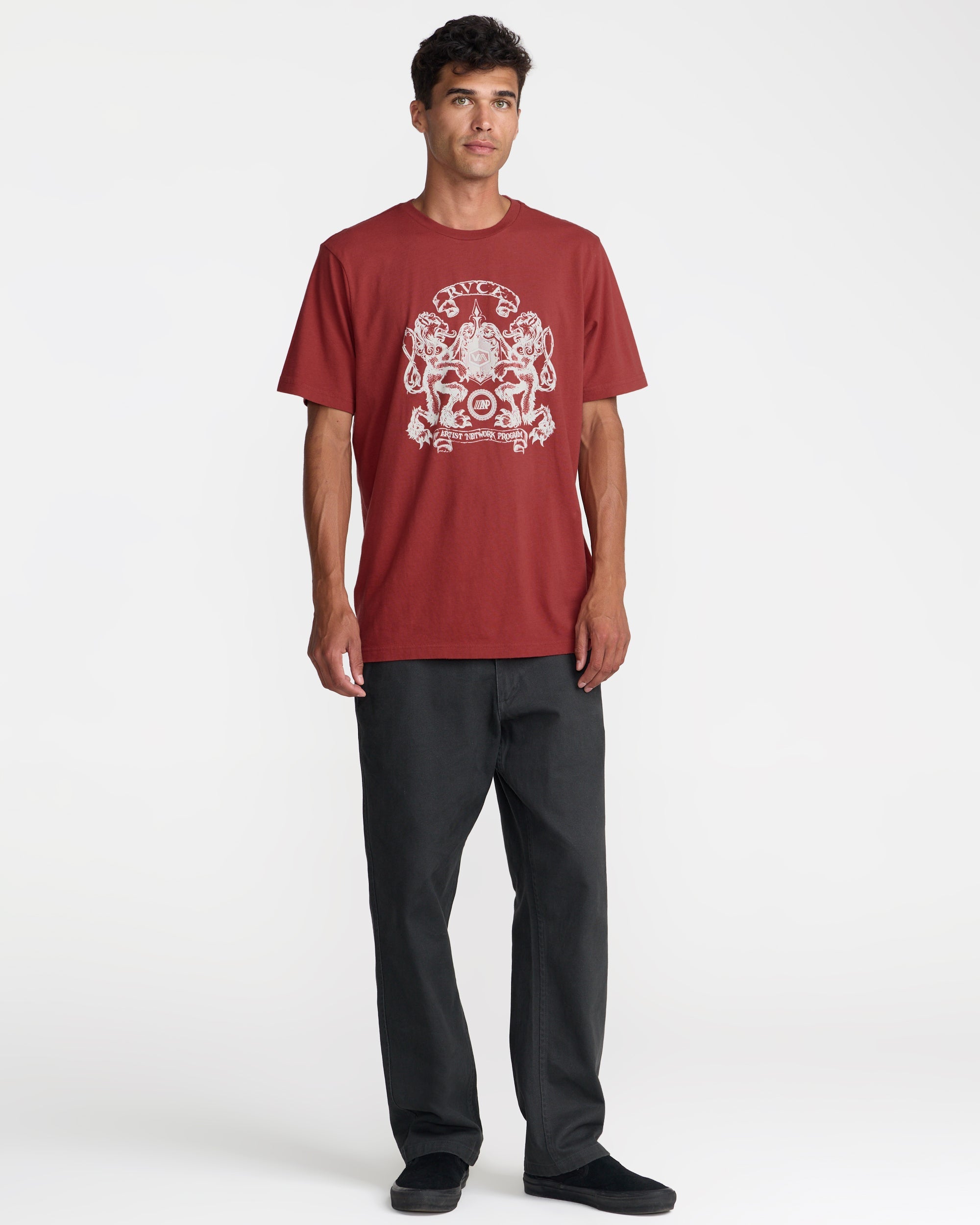 Lions Gate Short Sleeve Tee - Dusty Red | RVCA on sale