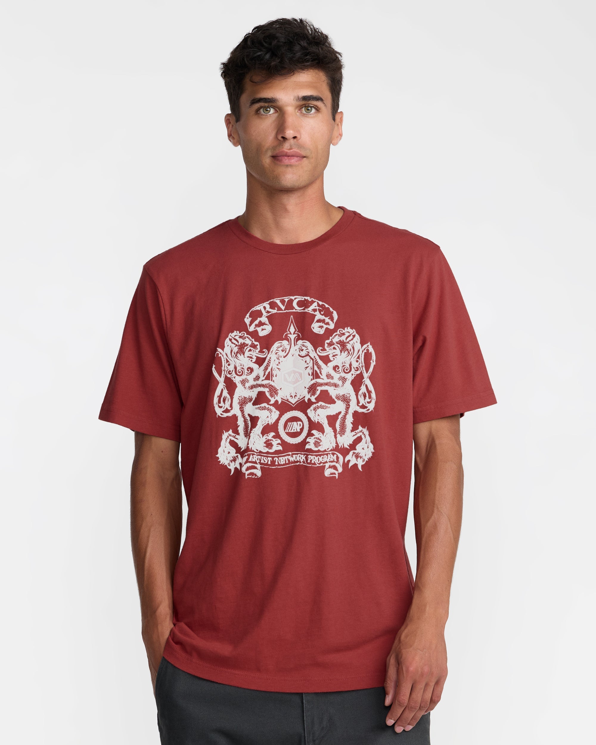 Lions Gate Short Sleeve Tee - Dusty Red | RVCA on sale