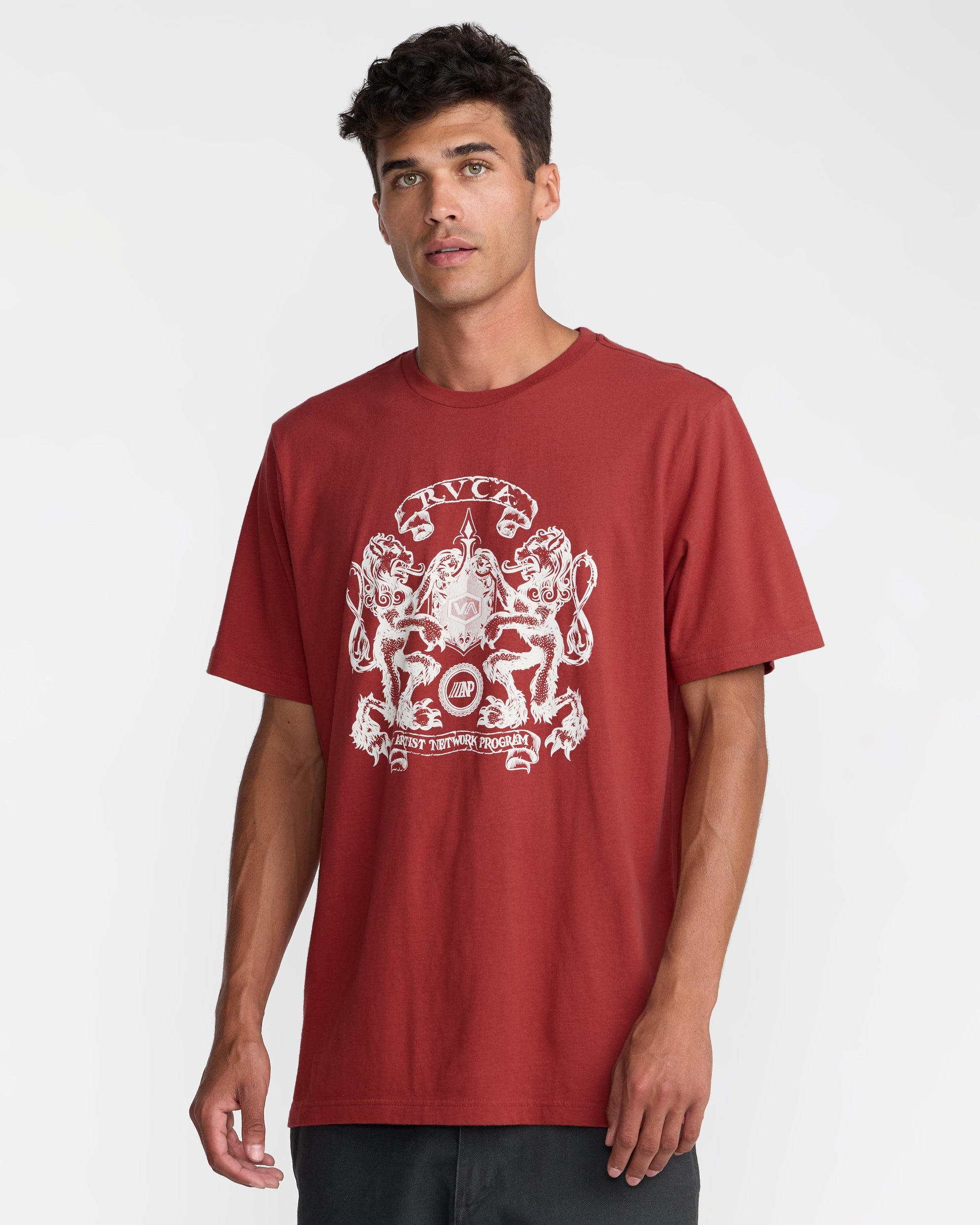 Lions Gate Short Sleeve Tee - Dusty Red | RVCA on sale
