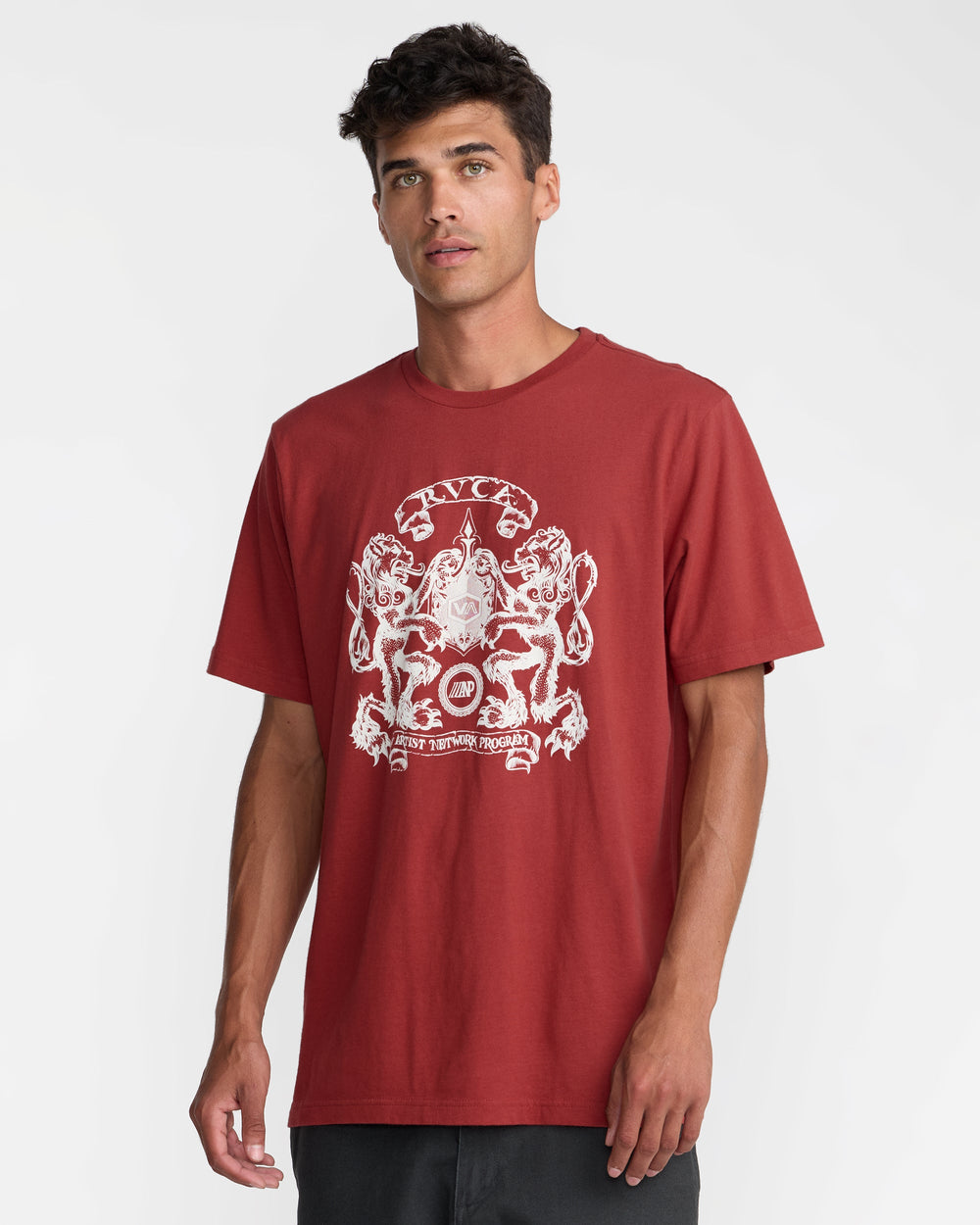 Lions Gate Short Sleeve Tee - Dusty Red | RVCA on sale