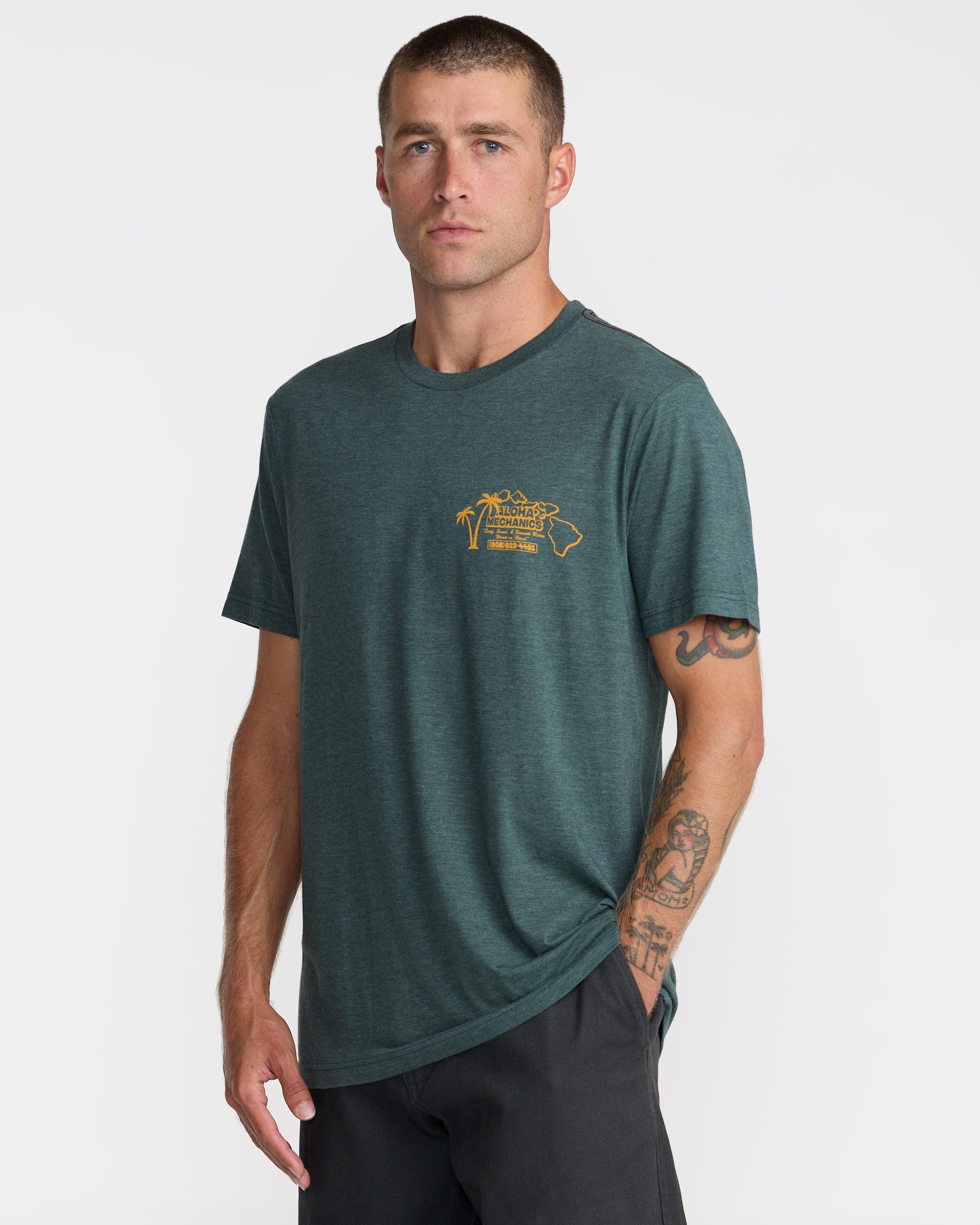Aloha Mechanics Short Sleeve Tee - Balsam Green | RVCA online