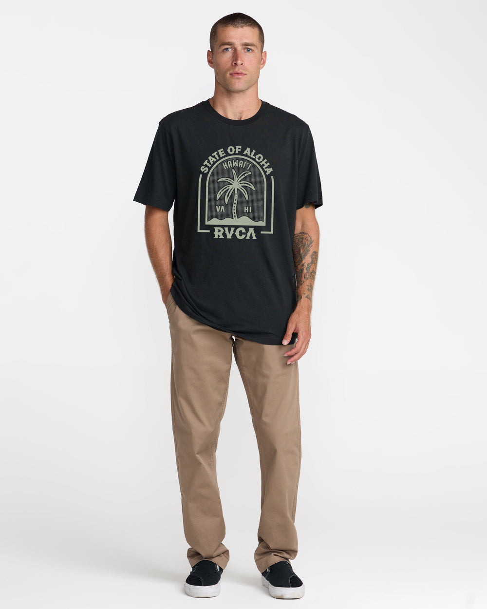 Hawaii Headstone Short Sleeve Tee - Pirate Black | RVCA discount