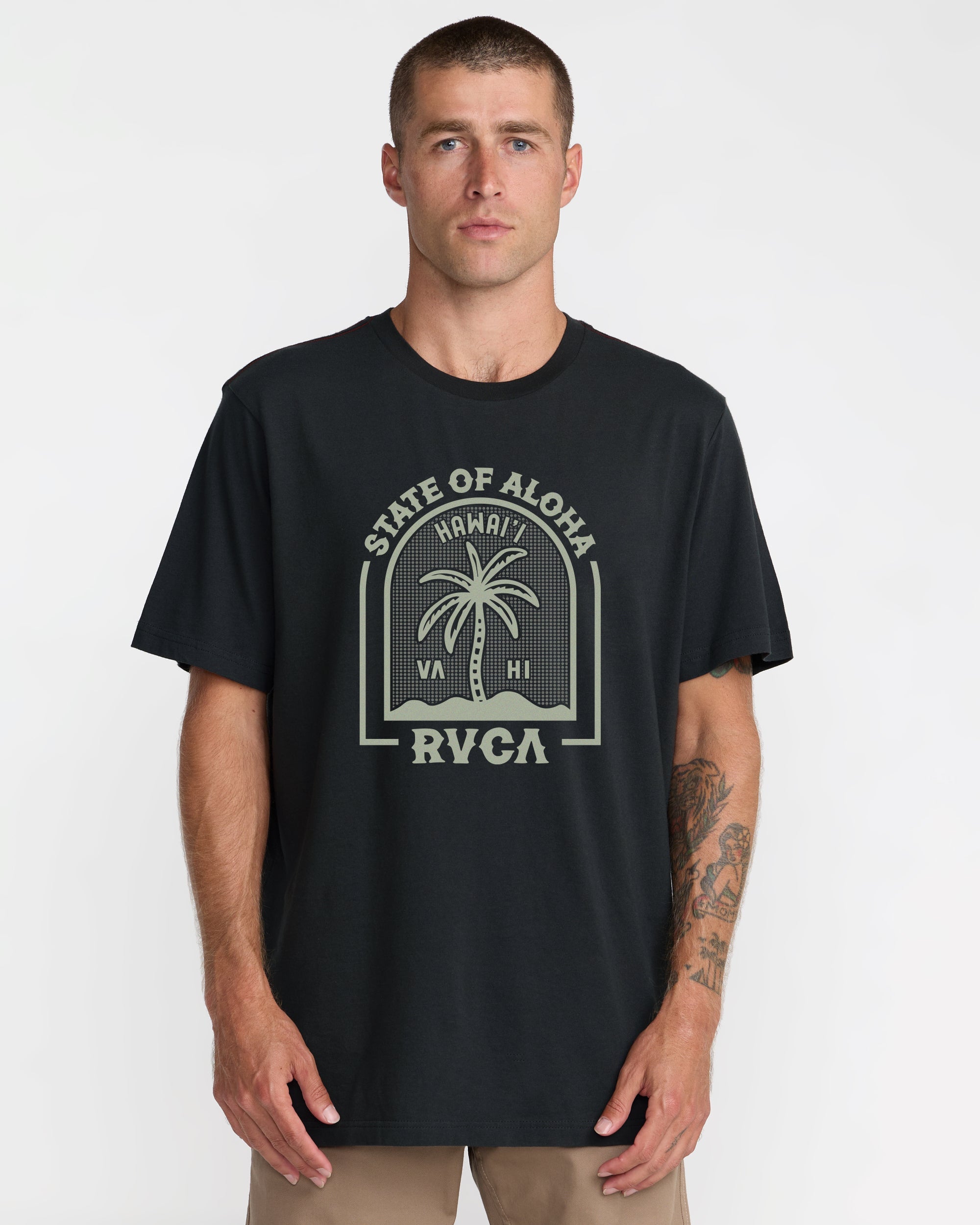 Hawaii Headstone Short Sleeve Tee - Pirate Black | RVCA discount