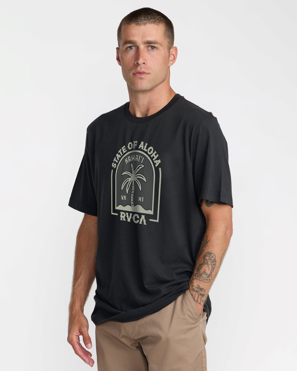 Hawaii Headstone Short Sleeve Tee - Pirate Black | RVCA discount