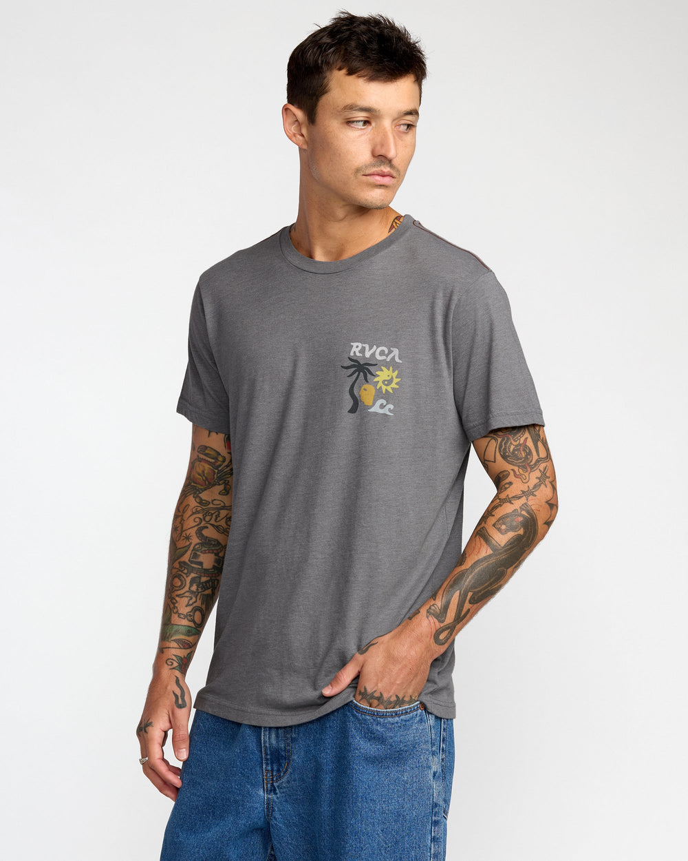 Deep Think Short Sleeve Tee - Smoke | RVCA online