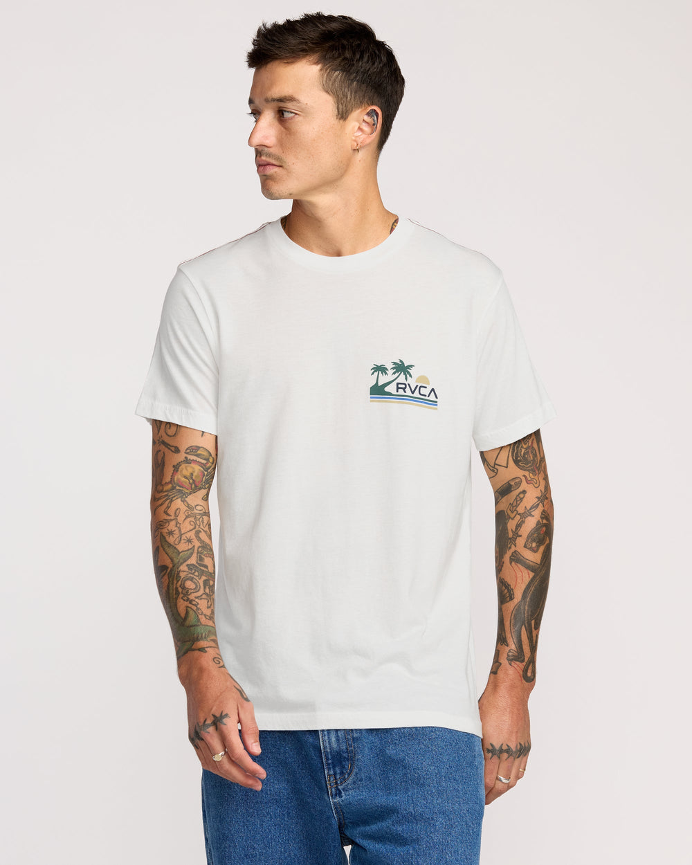 Palm Trail Short Sleeve Tee - Antique White | RVCA near me