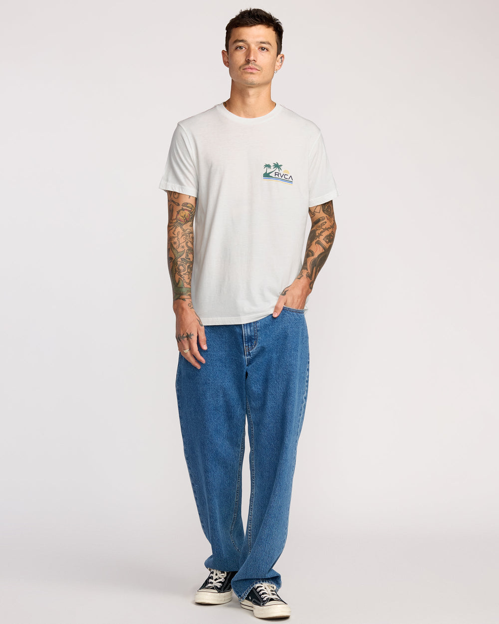 Palm Trail Short Sleeve Tee - Antique White | RVCA near me