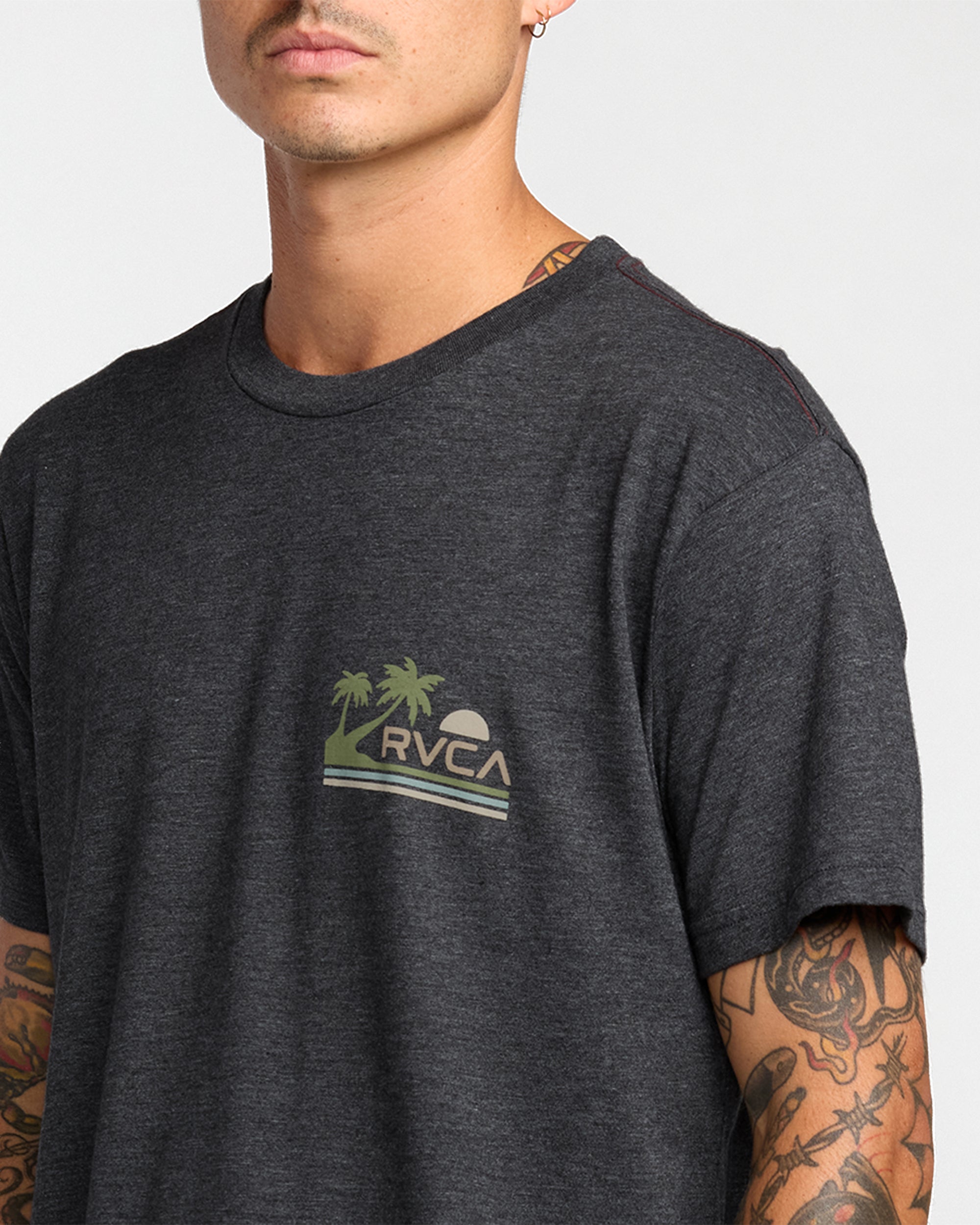 Palm Trail Short Sleeve Tee - Black | RVCA for sale