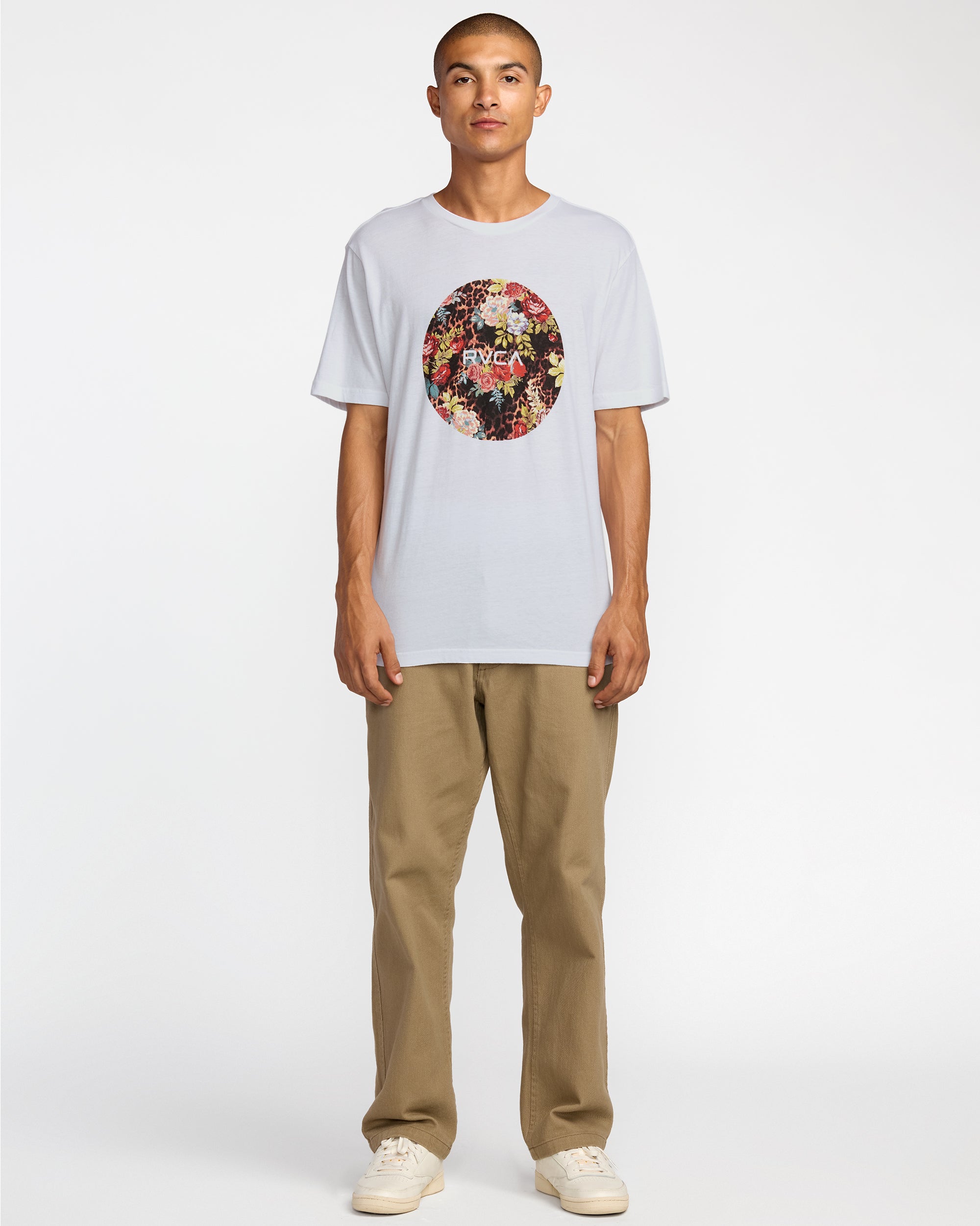 Motors Short Sleeve Tee - White Floral Leopard | RVCA sale