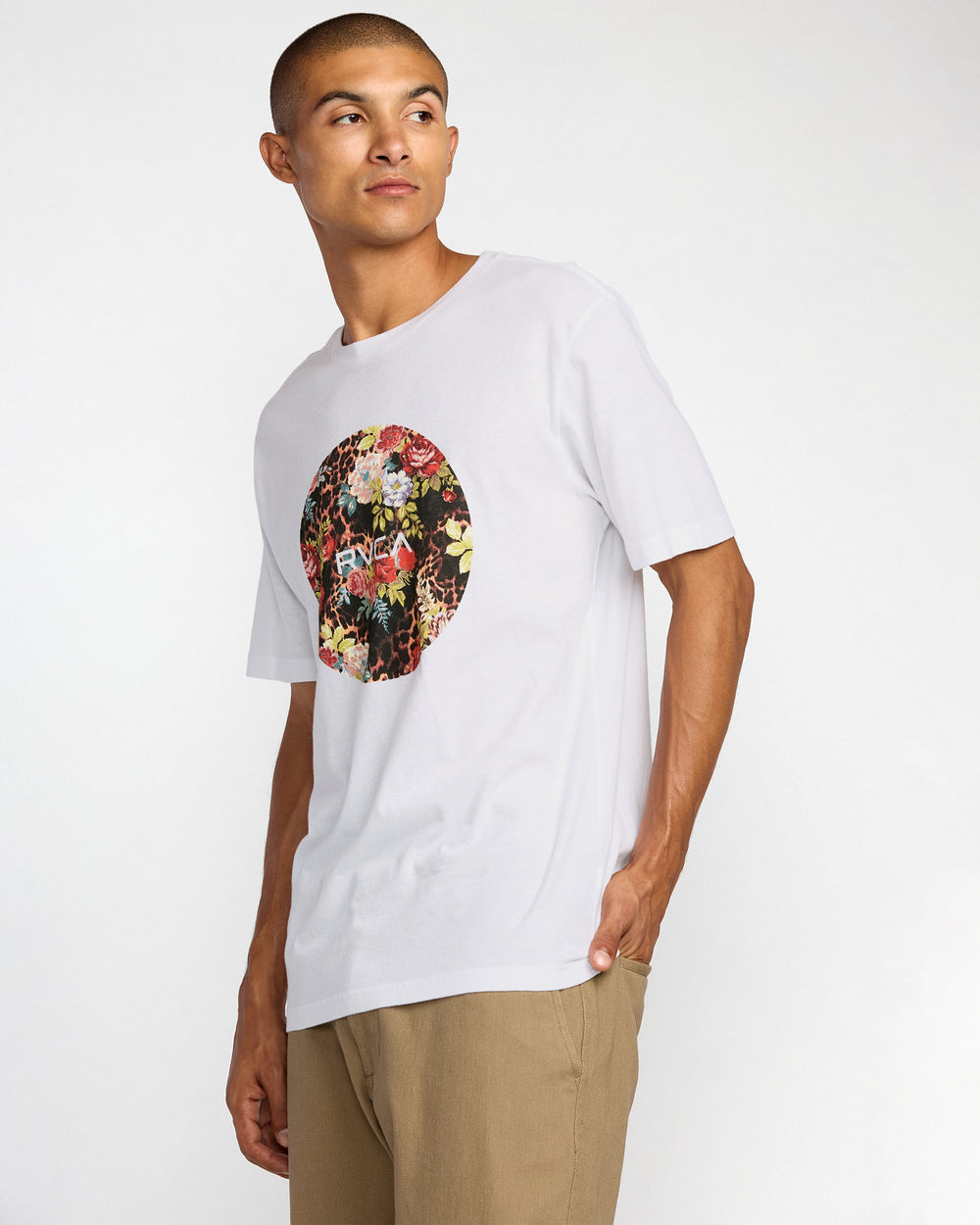 Motors Short Sleeve Tee - White Floral Leopard | RVCA sale