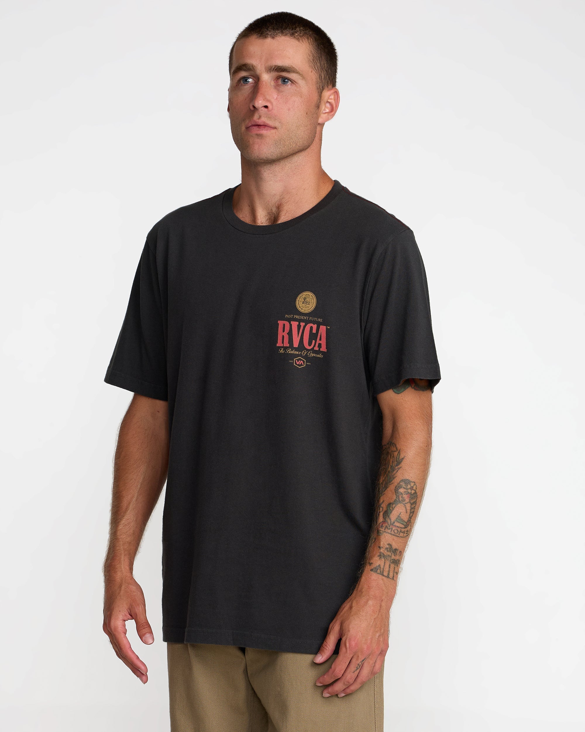 Philsner Short Sleeve Tee - Pirate Black | RVCA on sale