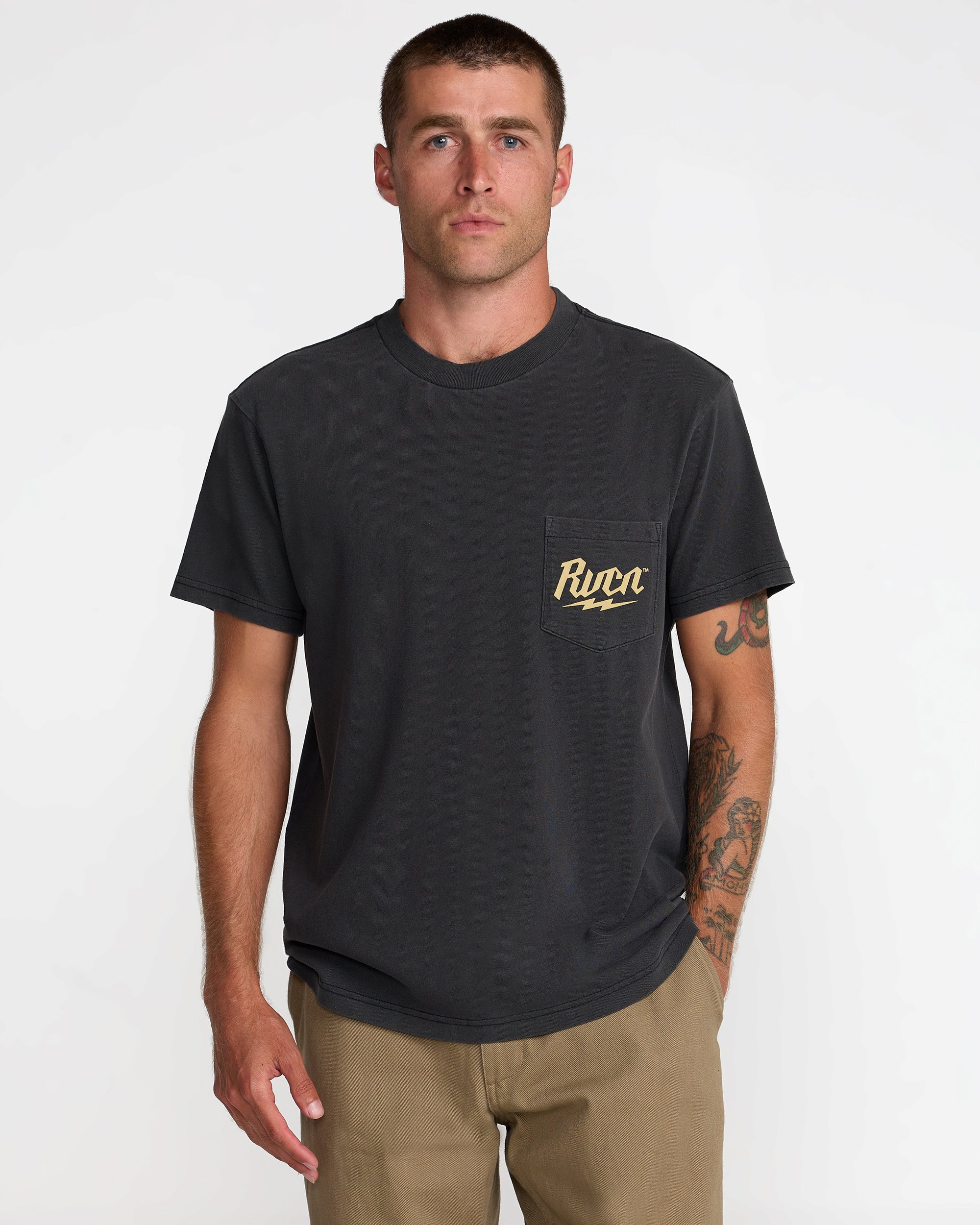 RVCA Shock Pocket Short Sleeve Tee - Black | RVCA discount
