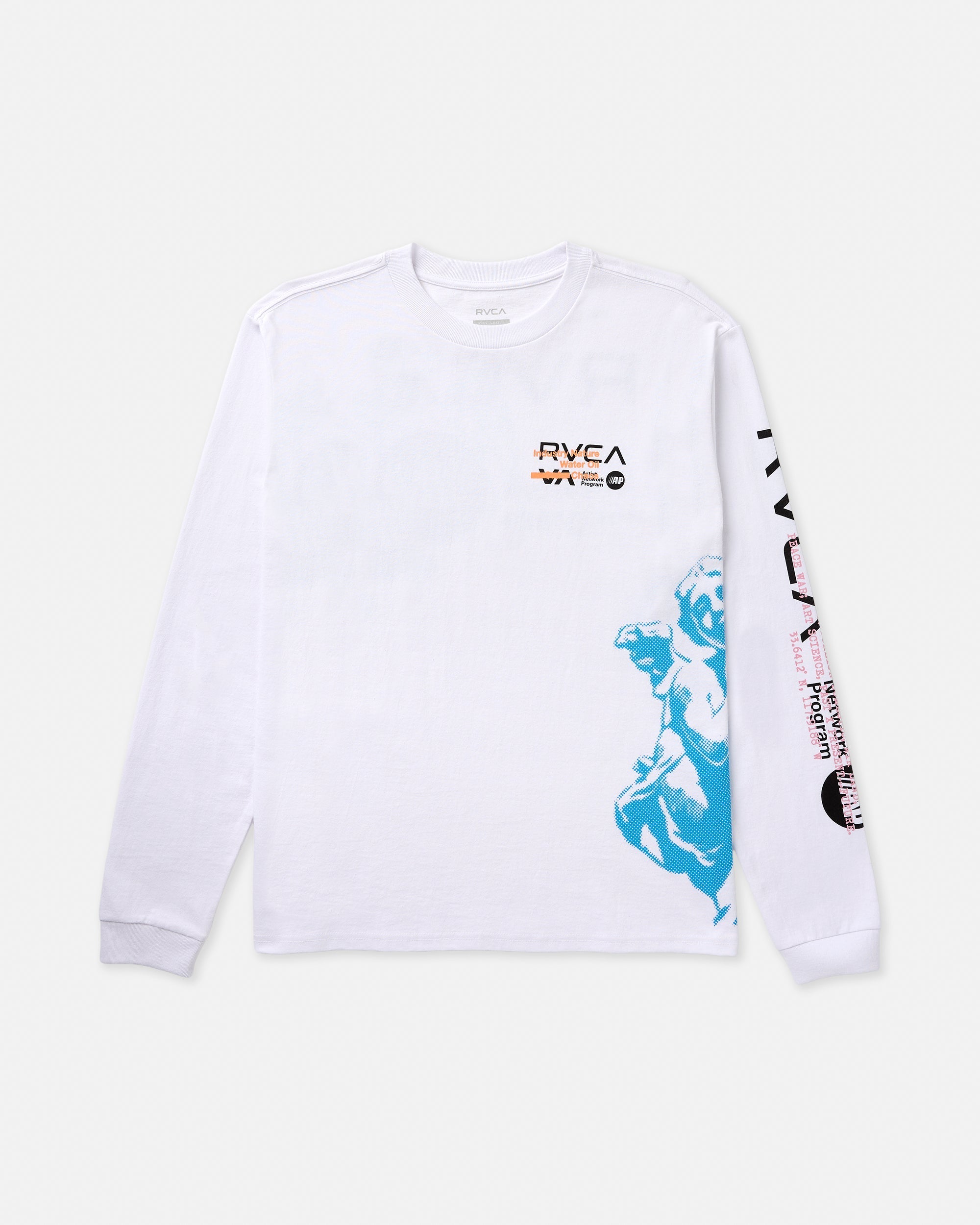 Overprint Long Sleeve Tee - White | RVCA on sale