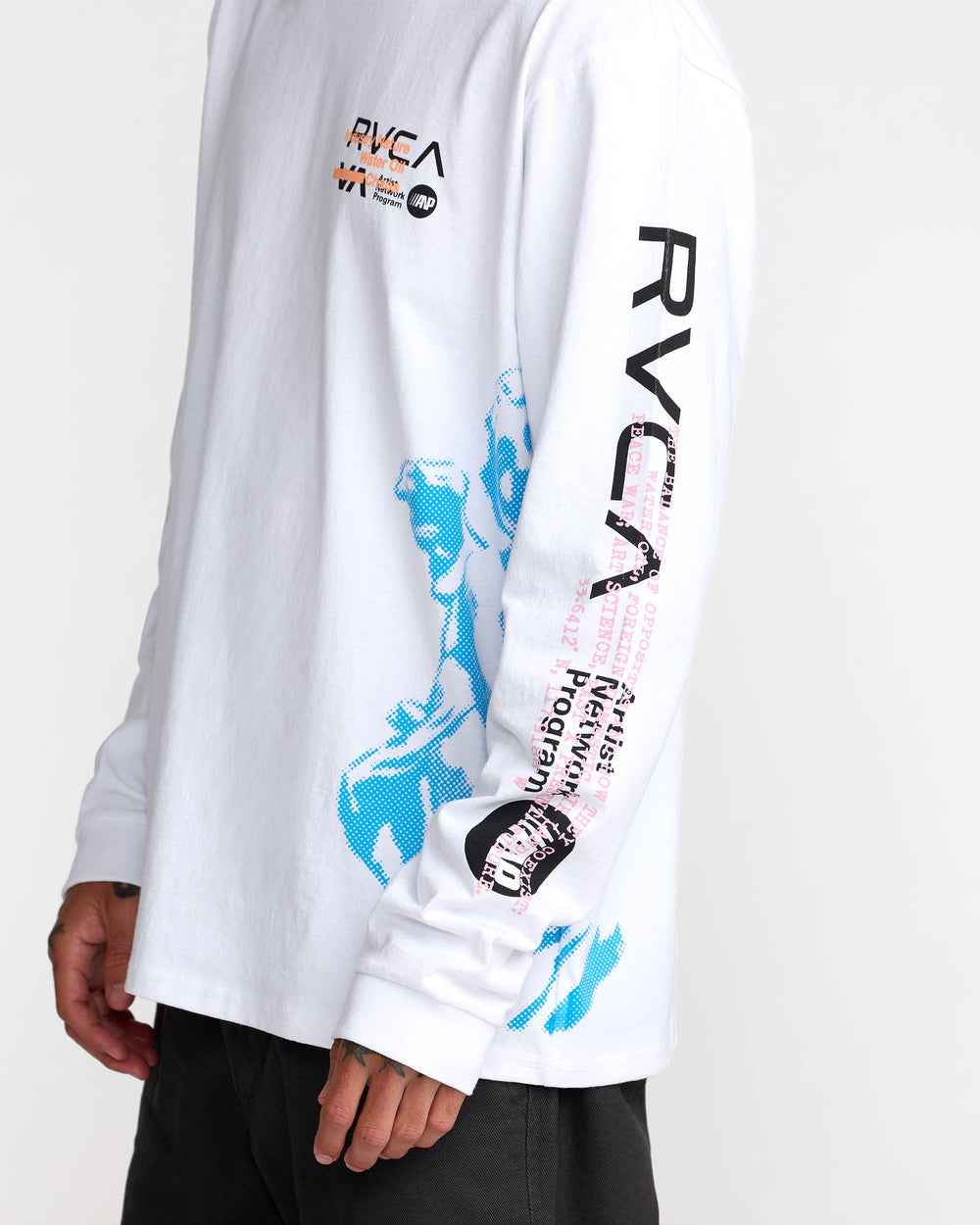 Overprint Long Sleeve Tee - White | RVCA on sale