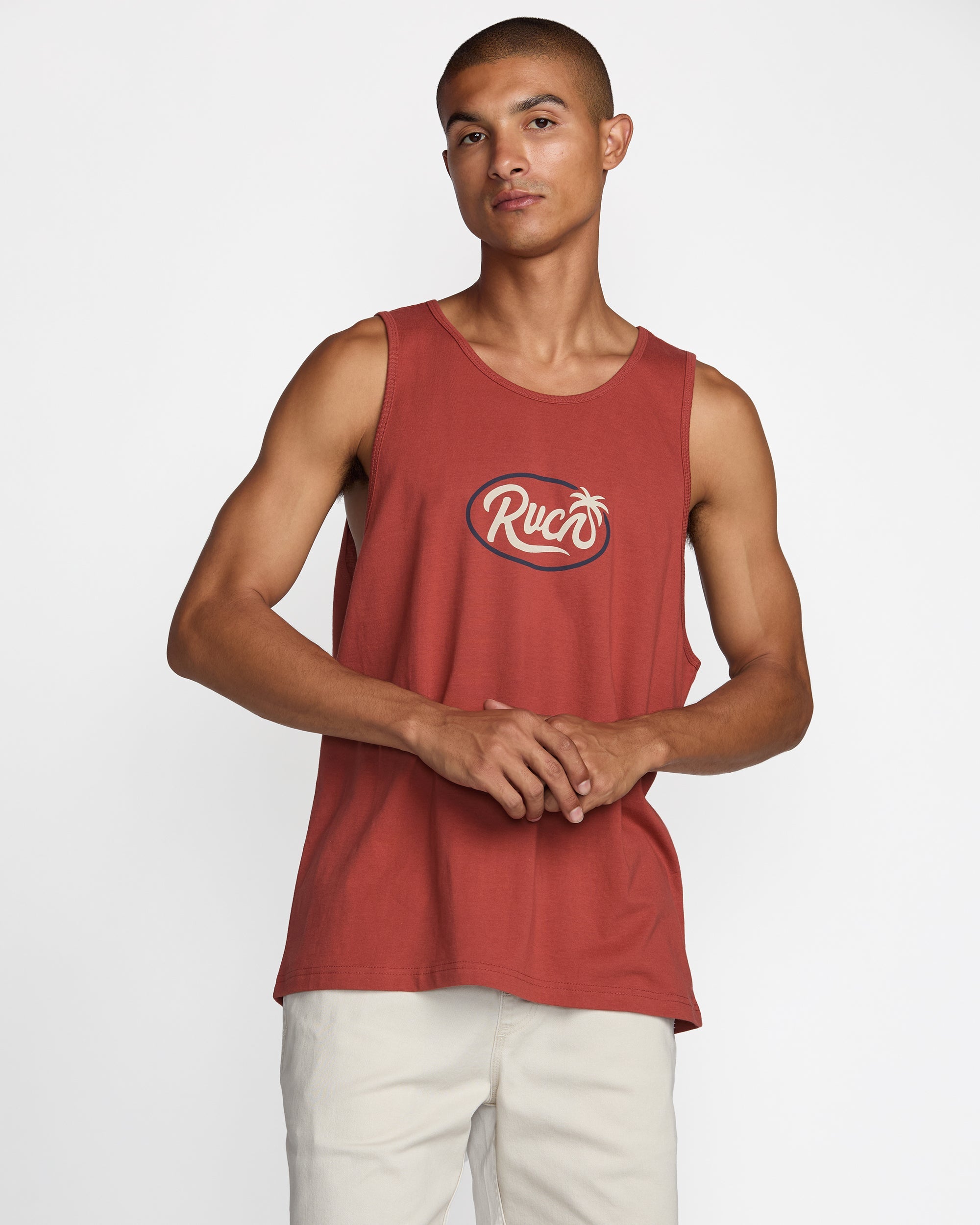 Frond Script Tank - Dusty Red | RVCA US