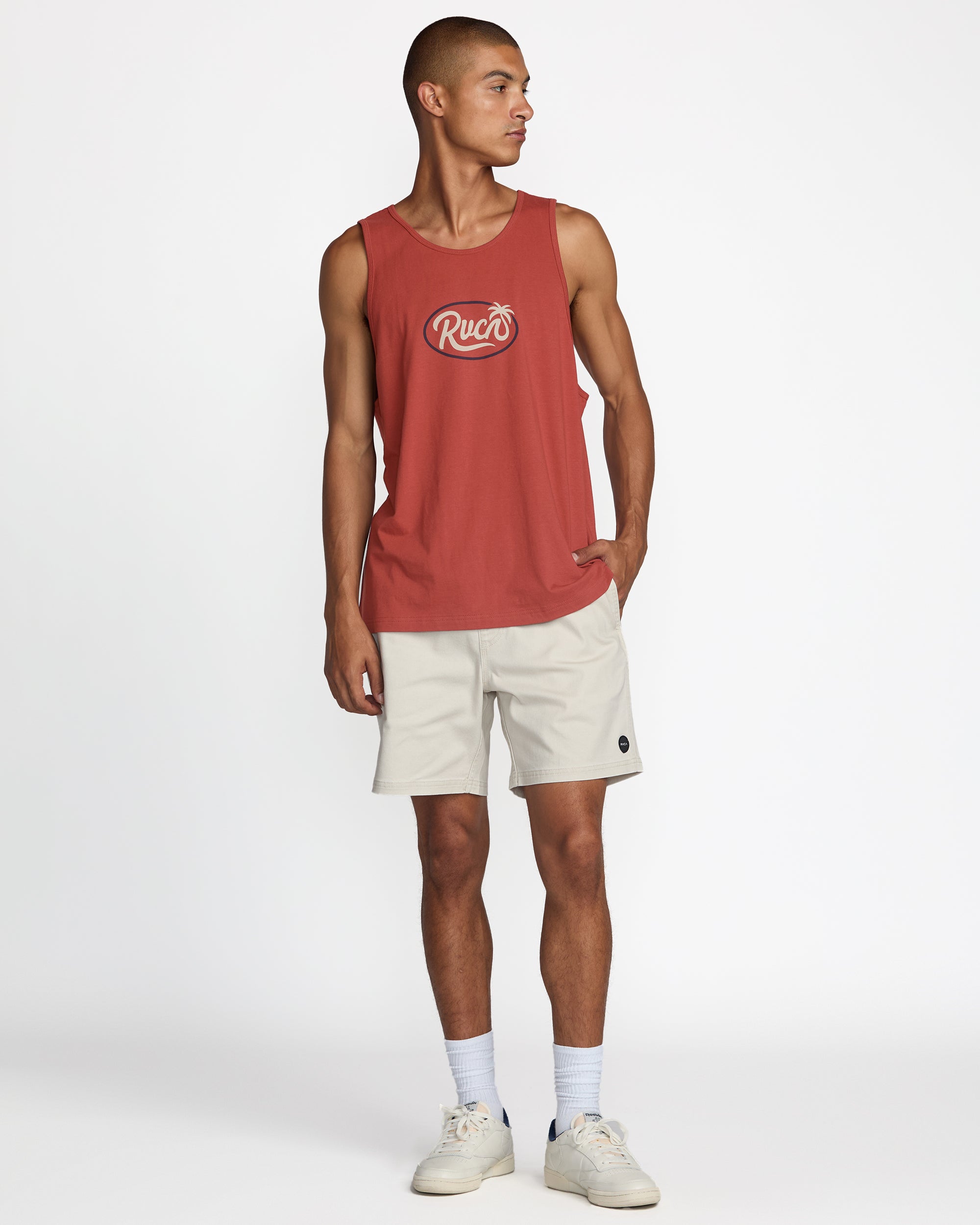 Frond Script Tank - Dusty Red | RVCA US