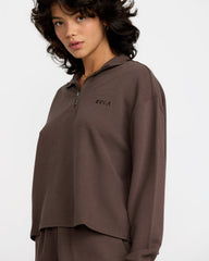 Glory Waffle Pullover Quarter Zip - Bear Brown | RVCA discount