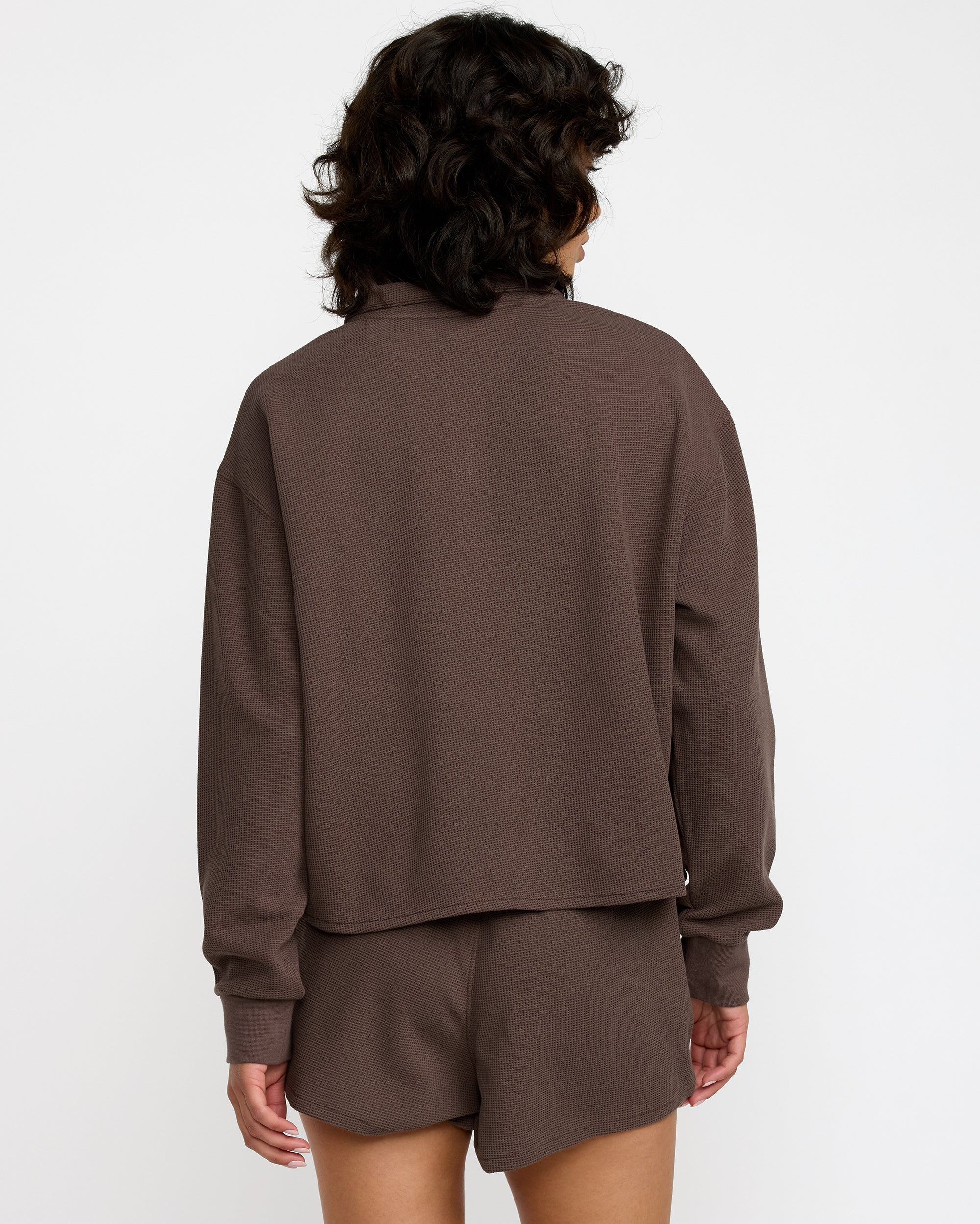 Glory Waffle Pullover Quarter Zip - Bear Brown | RVCA discount