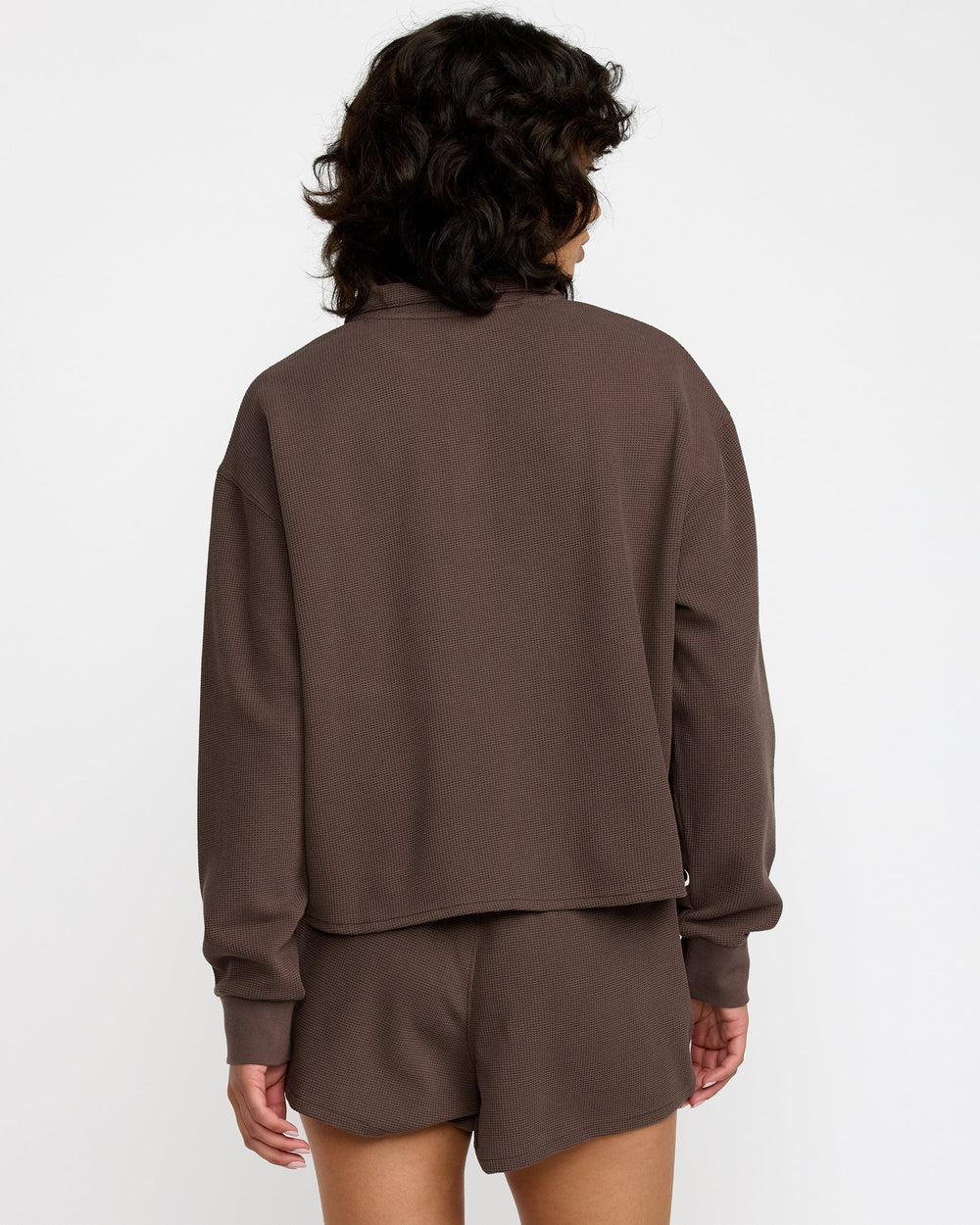 Glory Waffle Pullover Quarter Zip - Bear Brown | RVCA discount