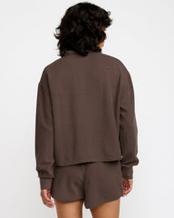Glory Waffle Pullover Quarter Zip - Bear Brown | RVCA discount