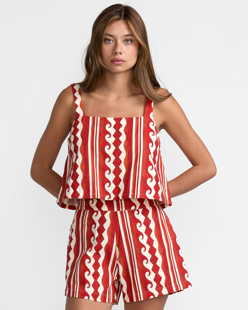 Baker Top - Pepper Red Print | RVCA on sale