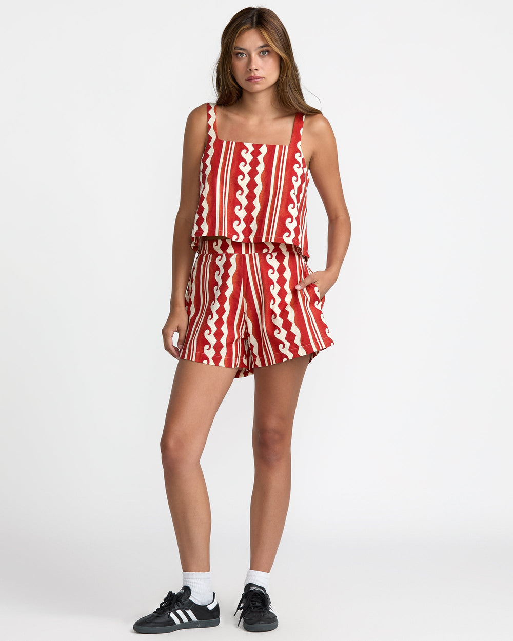 Baker Top - Pepper Red Print | RVCA on sale
