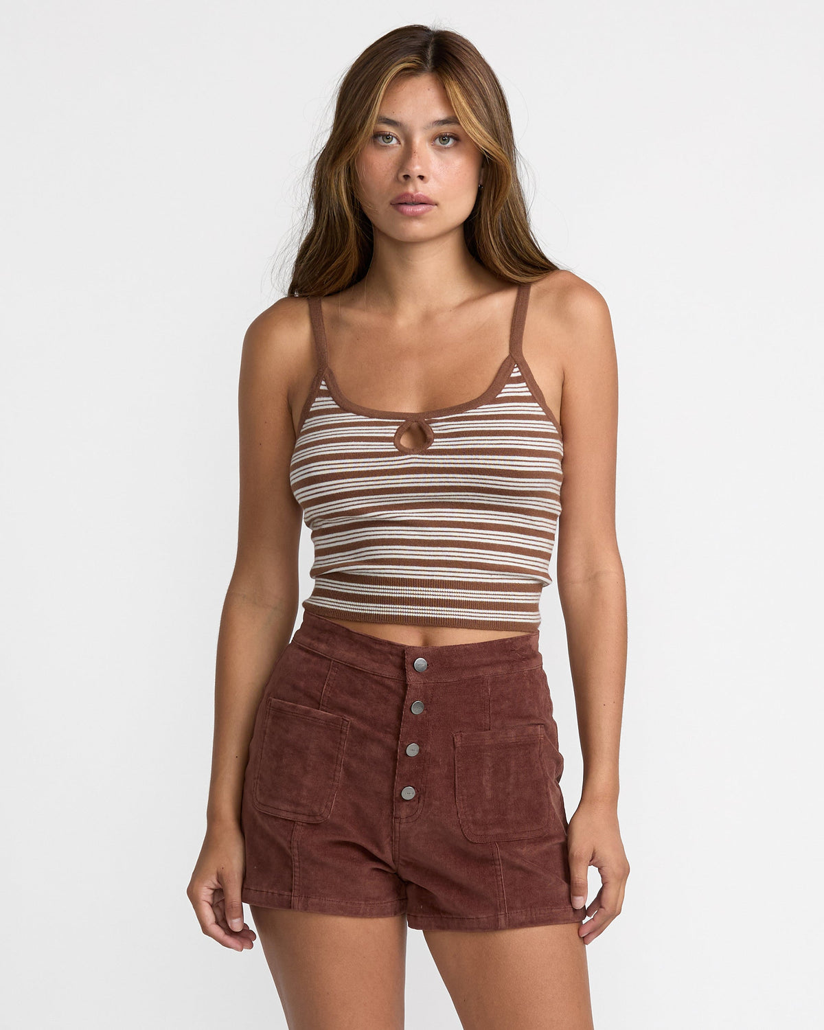 Tight Stripe Sweater Tank - Mocha | RVCA outlet