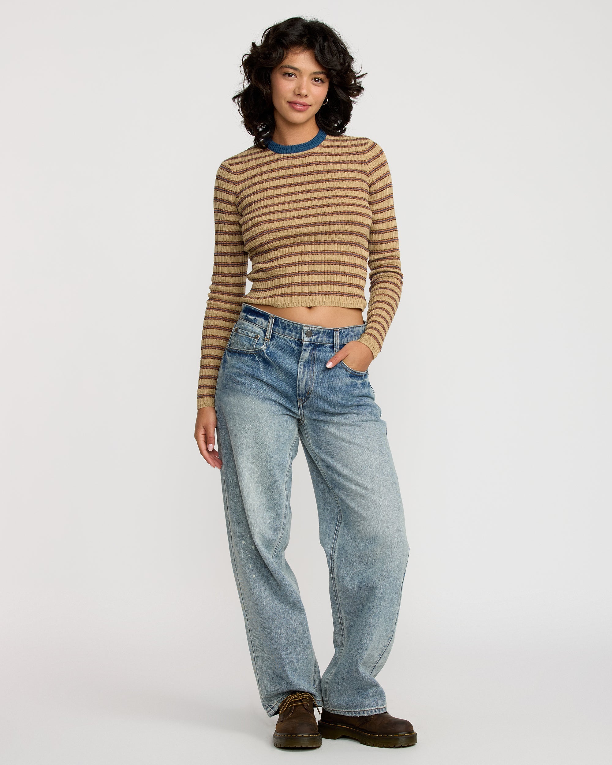 Bond Stripe Long Sleeve Sweater - Sanddune | RVCA US
