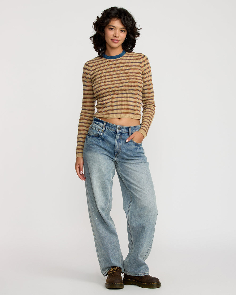 Bond Stripe Long Sleeve Sweater - Sanddune | RVCA US