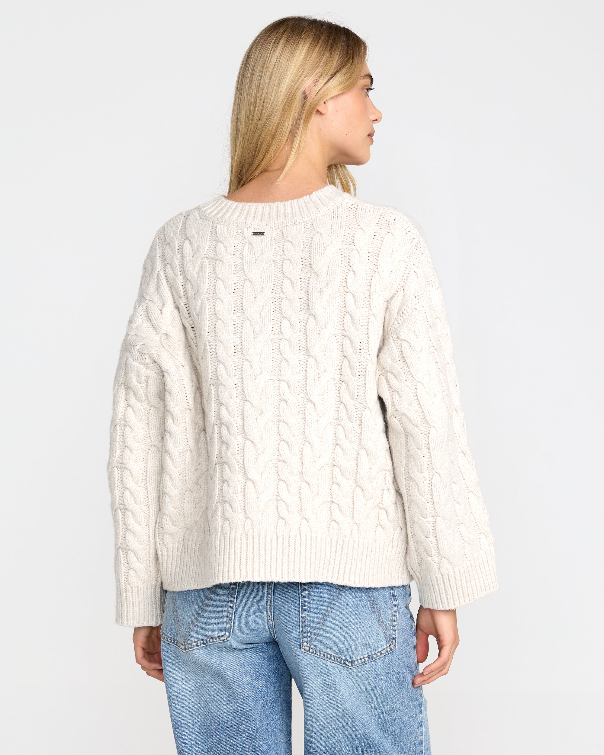 Cable V Neck Sweater - Star White | RVCA online