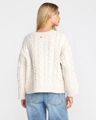 Cable V Neck Sweater - Star White | RVCA online