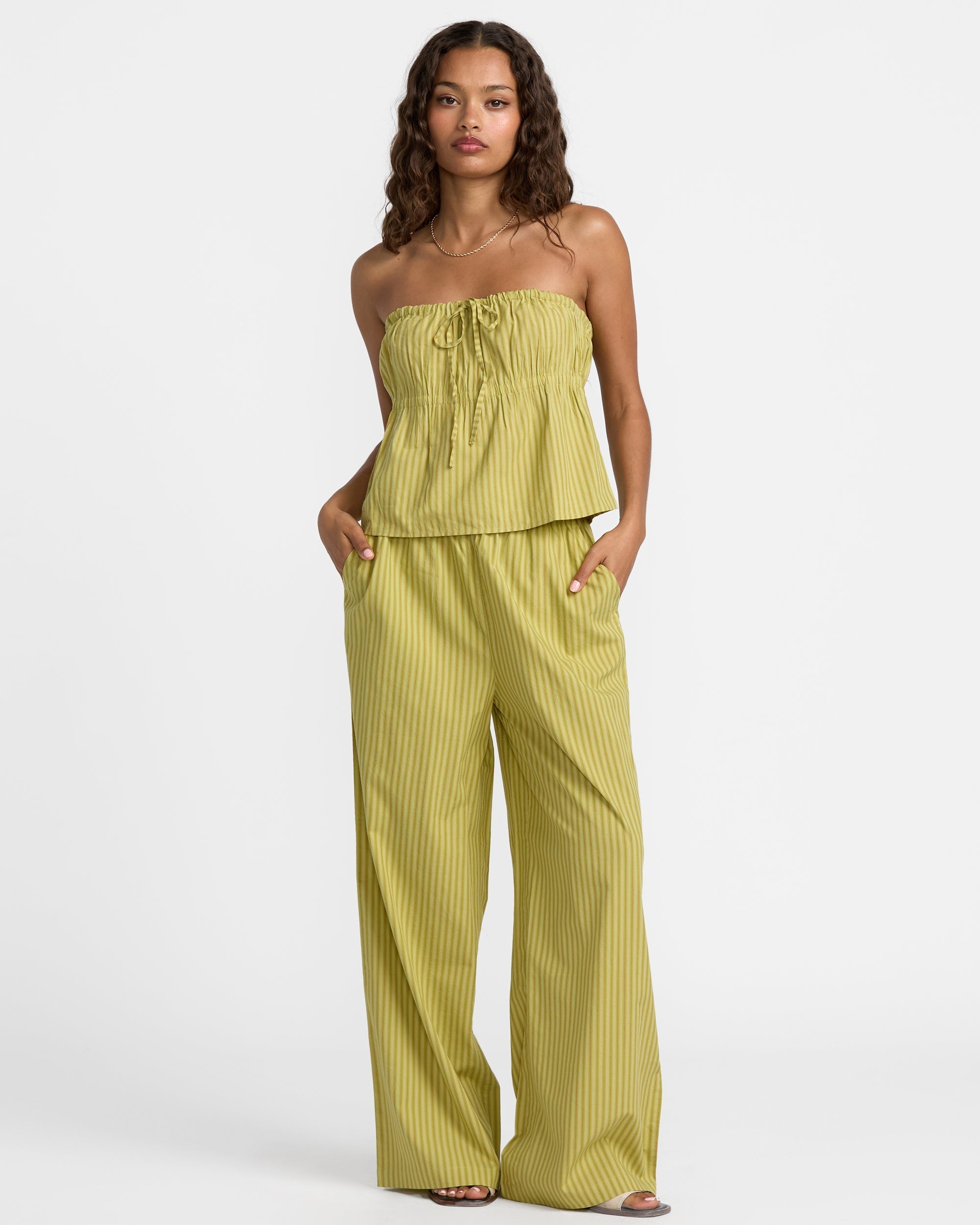 Stripe New Yume Wide Pant - Martini Olive | RVCA online