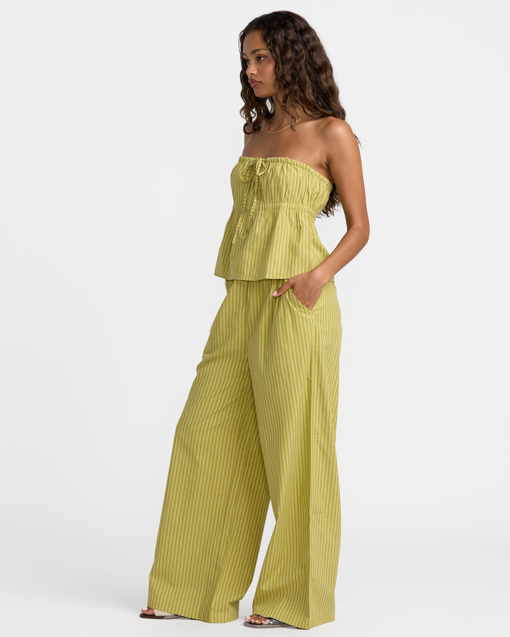 Stripe New Yume Wide Pant - Martini Olive | RVCA online