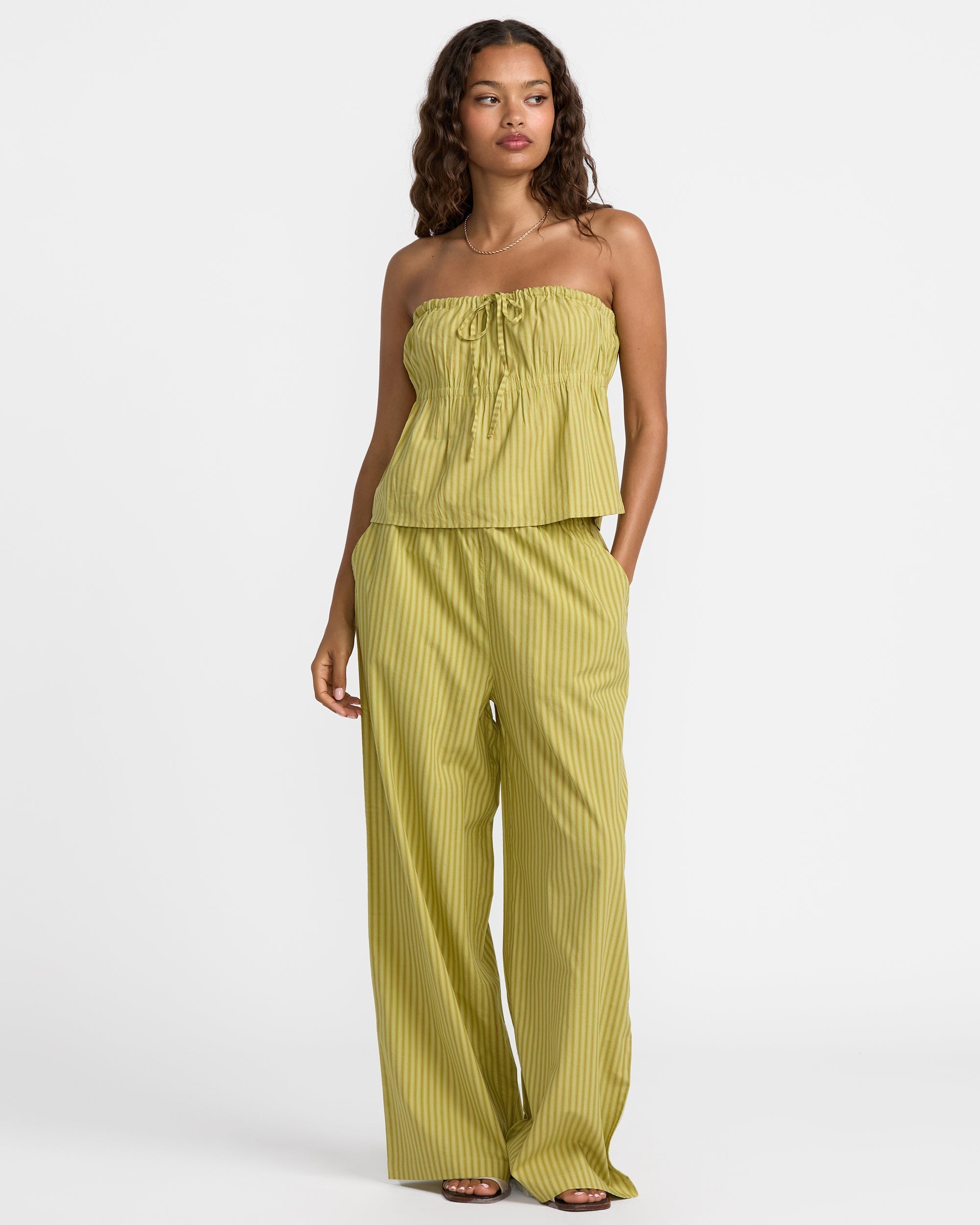 Stripe New Yume Wide Pant - Martini Olive | RVCA online