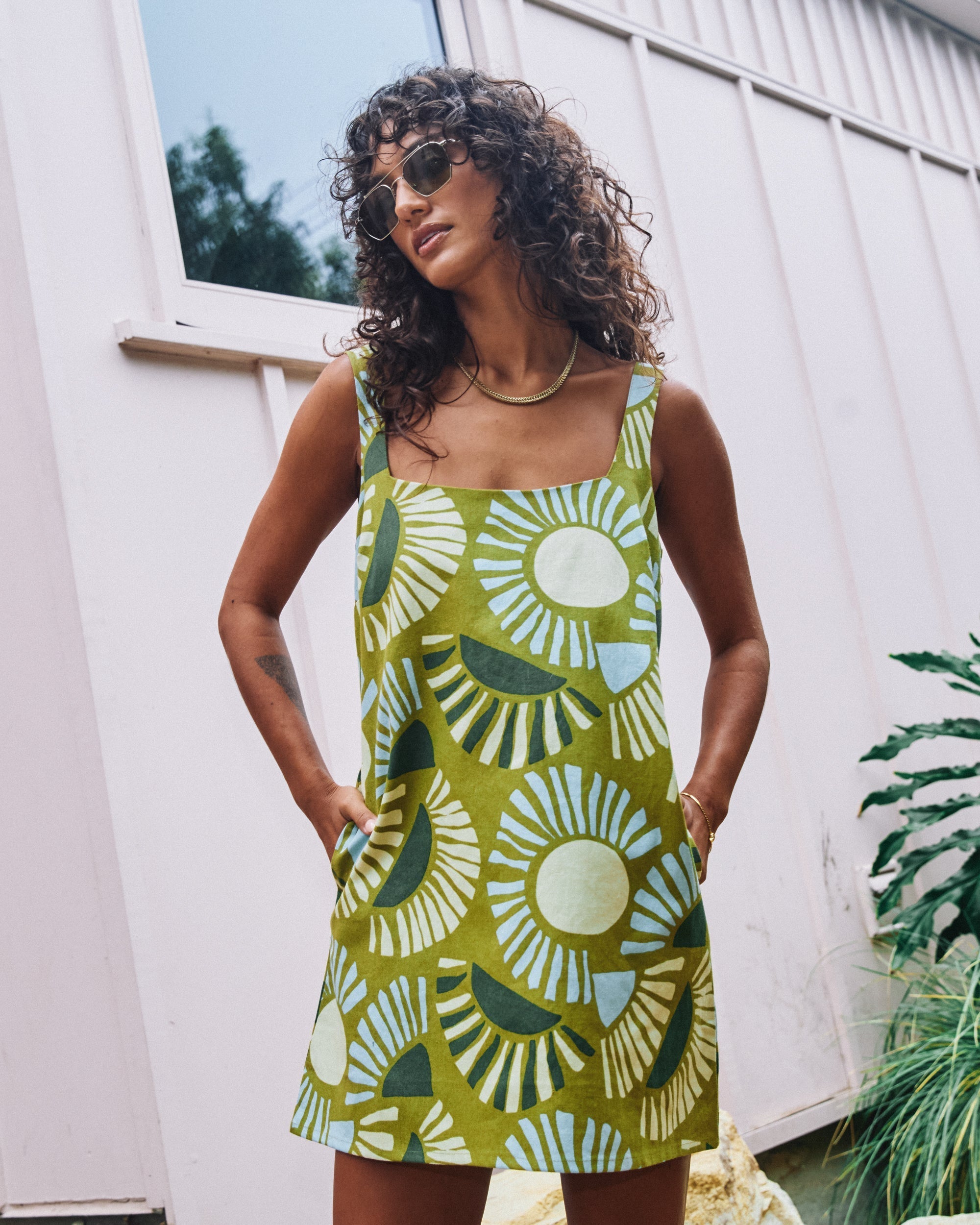 Baker Dress - Moss Green Print | RVCA near me
