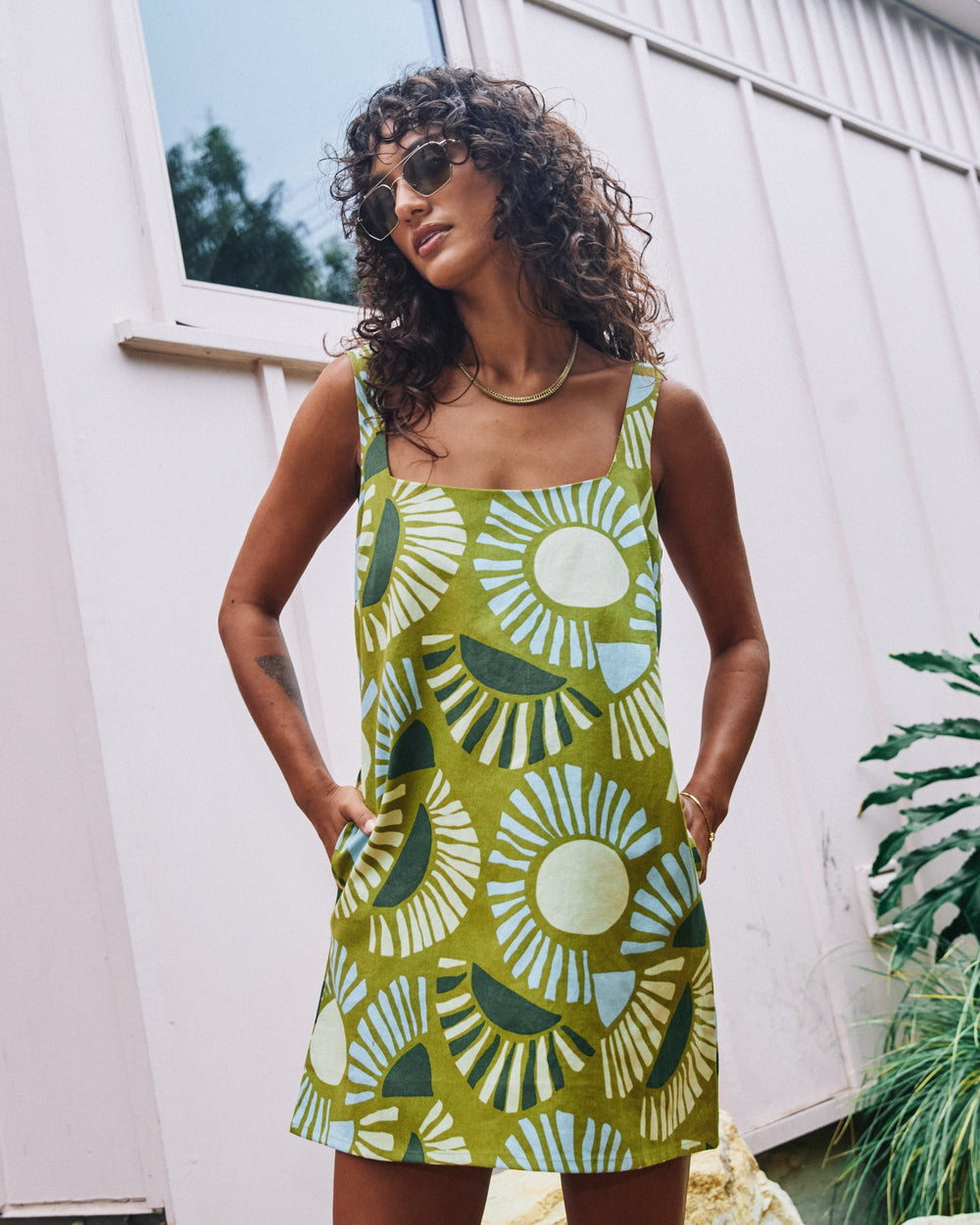 Baker Dress - Moss Green Print | RVCA near me