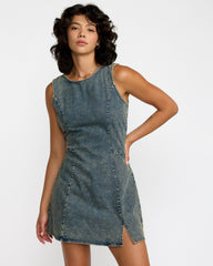 Jessie Mini Dress - Dusty Blue Wash | RVCA online