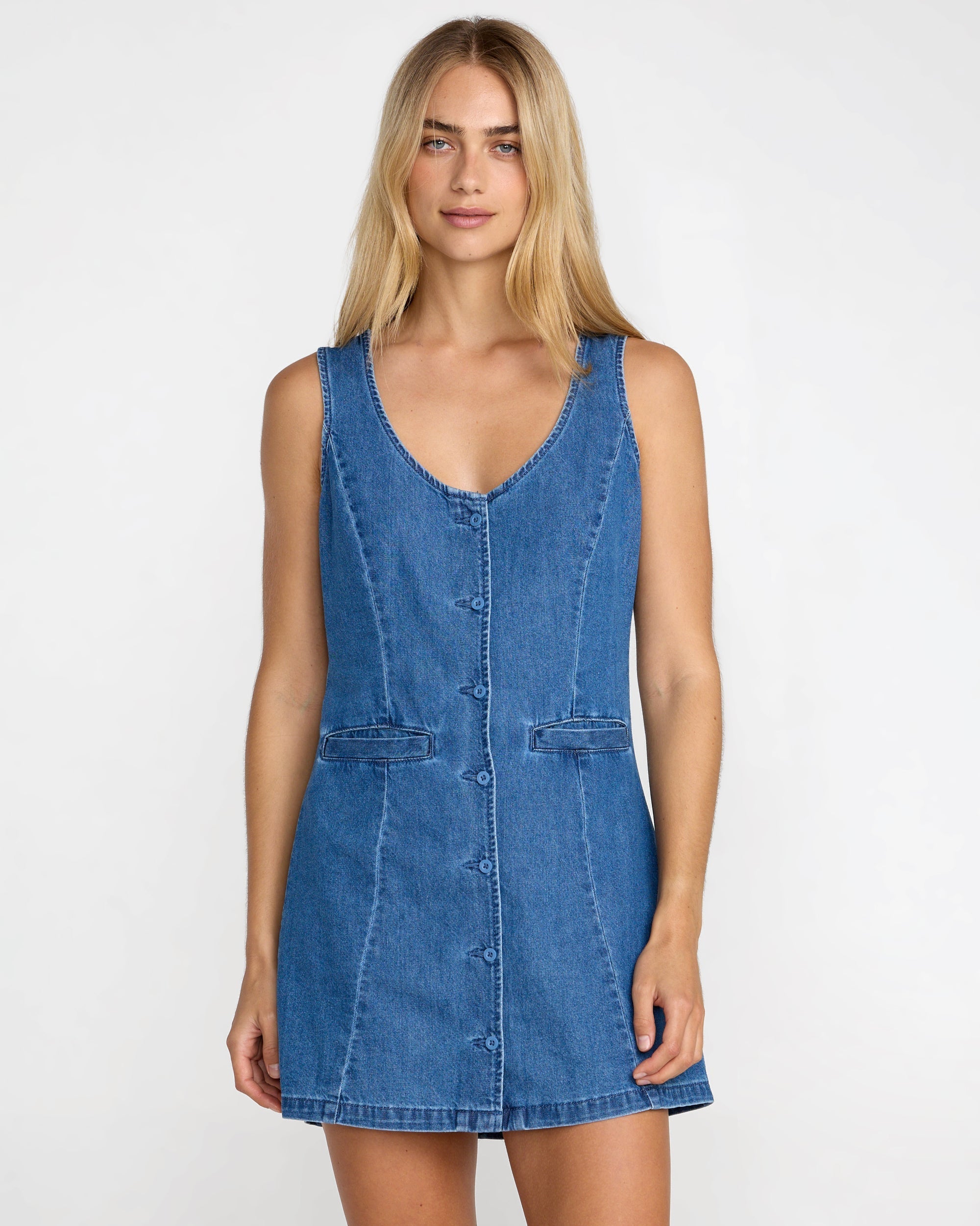 Lainey Mini Dress - Crystal Blue Denim | RVCA sale