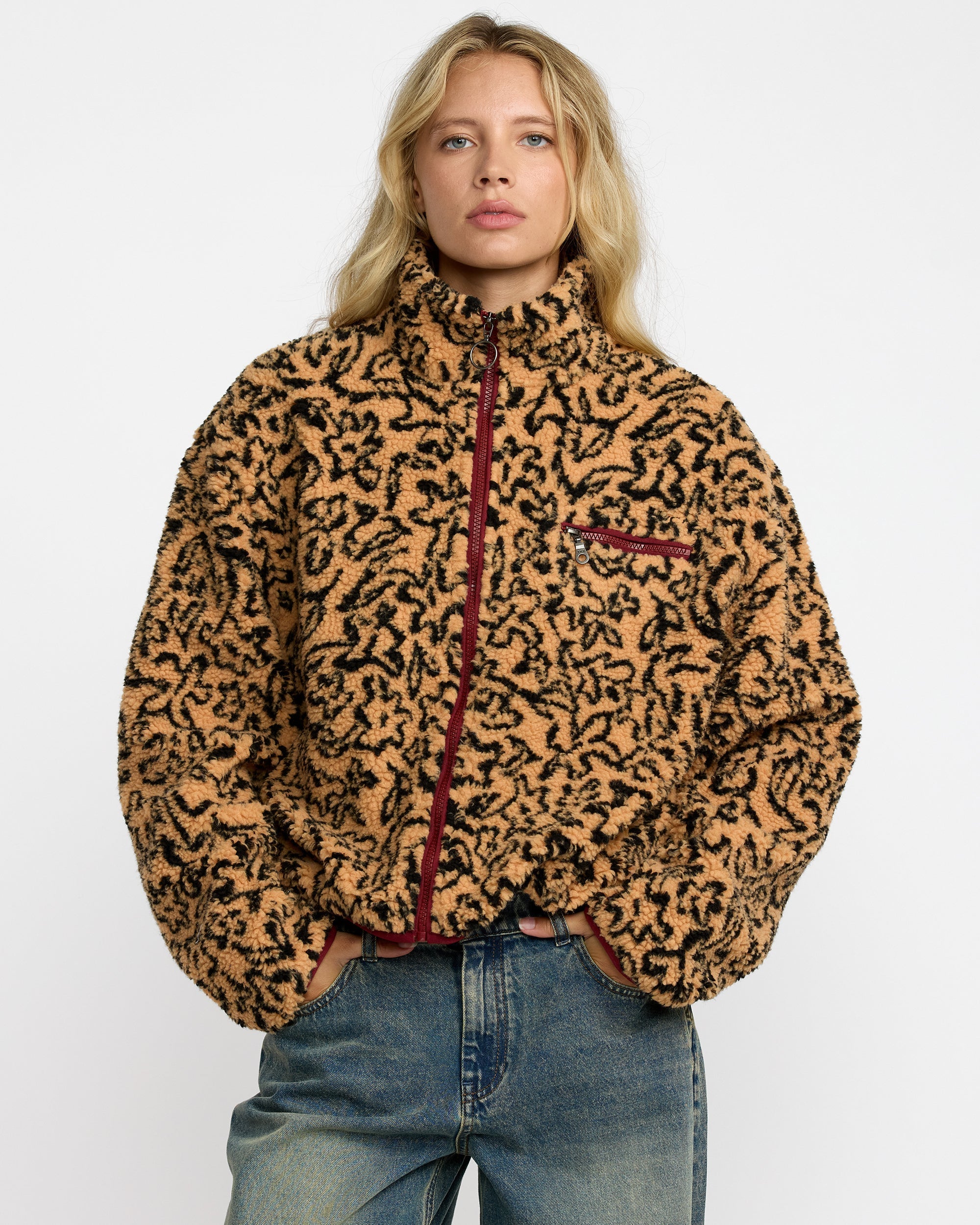 Oh Hush Sherpa Jacket - Ochre Print | RVCA US