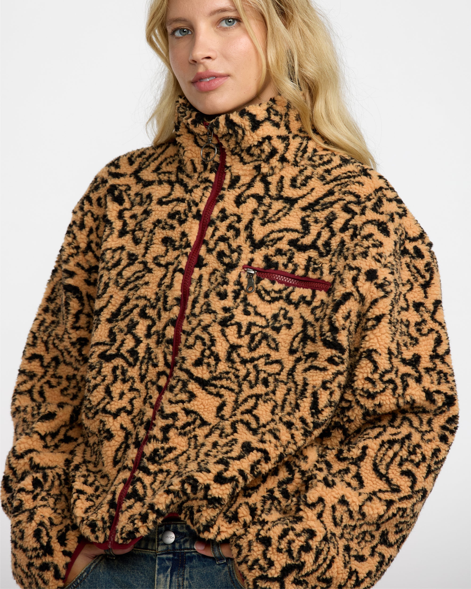 Oh Hush Sherpa Jacket - Ochre Print | RVCA US