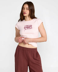 Ribbed Slim Tee - Hazey Pink | RVCA on sale