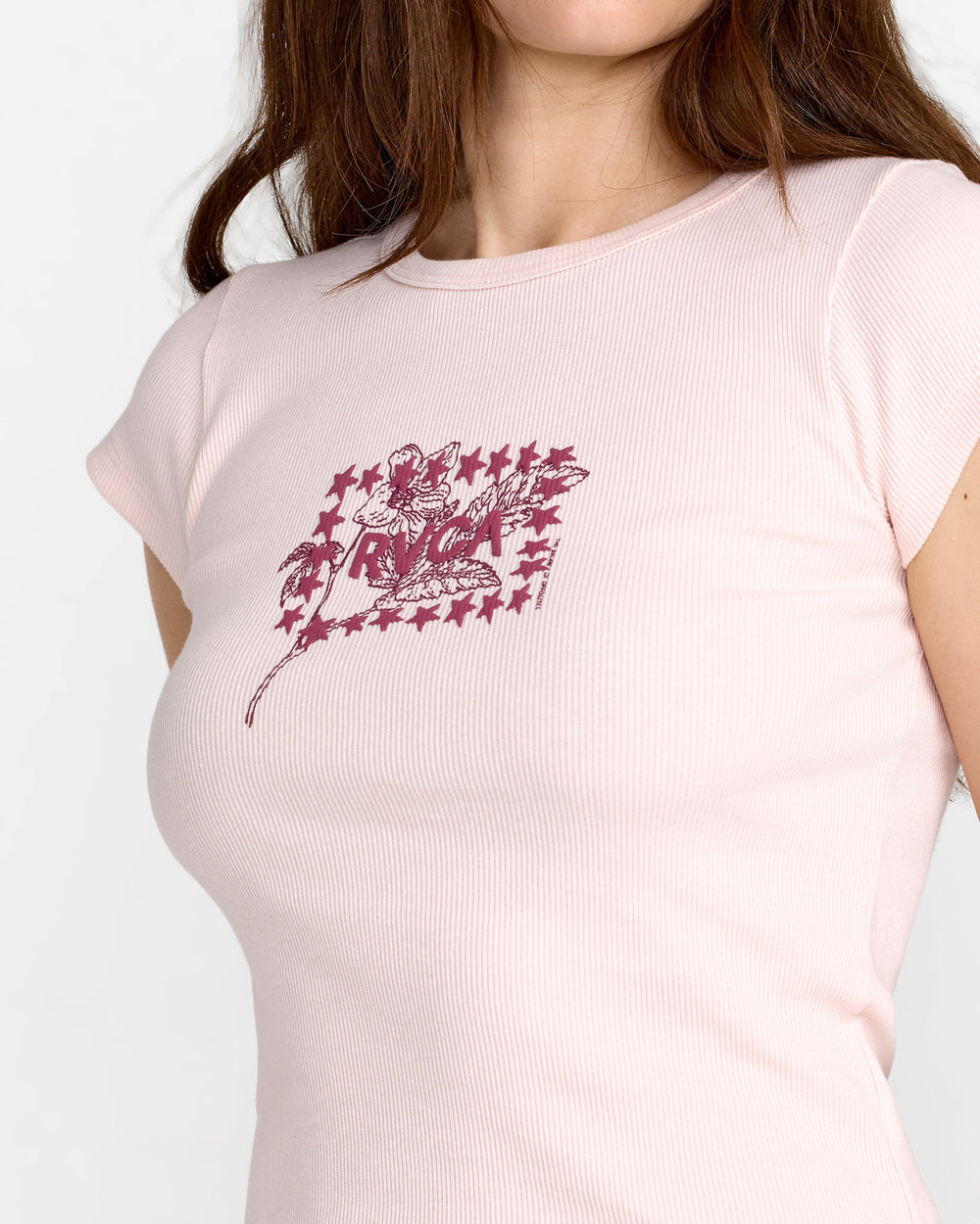 Ribbed Slim Tee - Hazey Pink | RVCA on sale