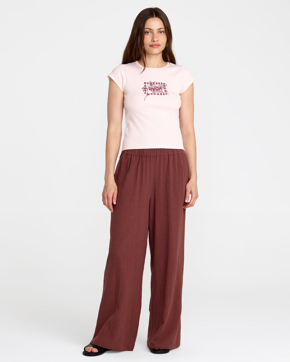 Ribbed Slim Tee - Hazey Pink | RVCA on sale