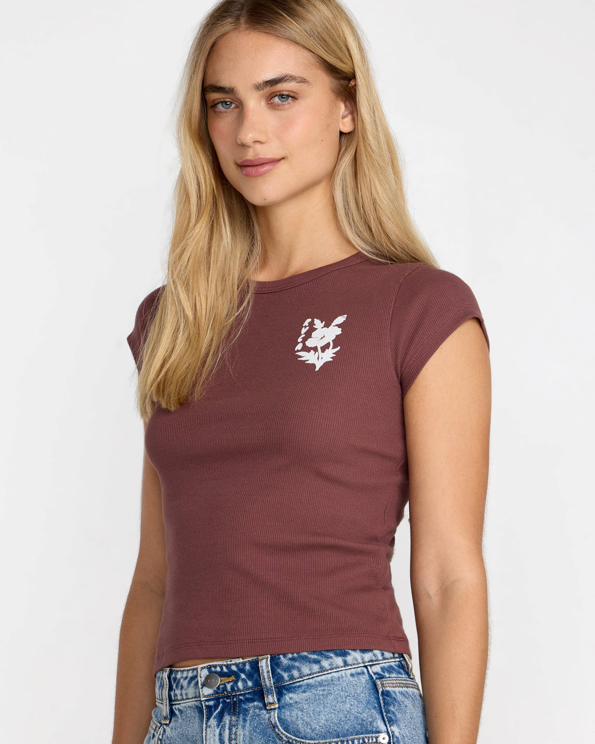 Ribbed Slim Tee - Terra Brown | RVCA for sale